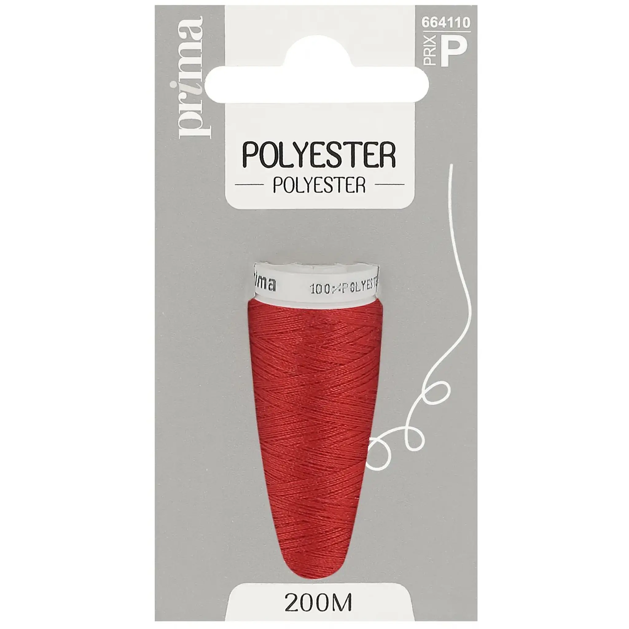 PRIMA Fil polyester rouge 200m