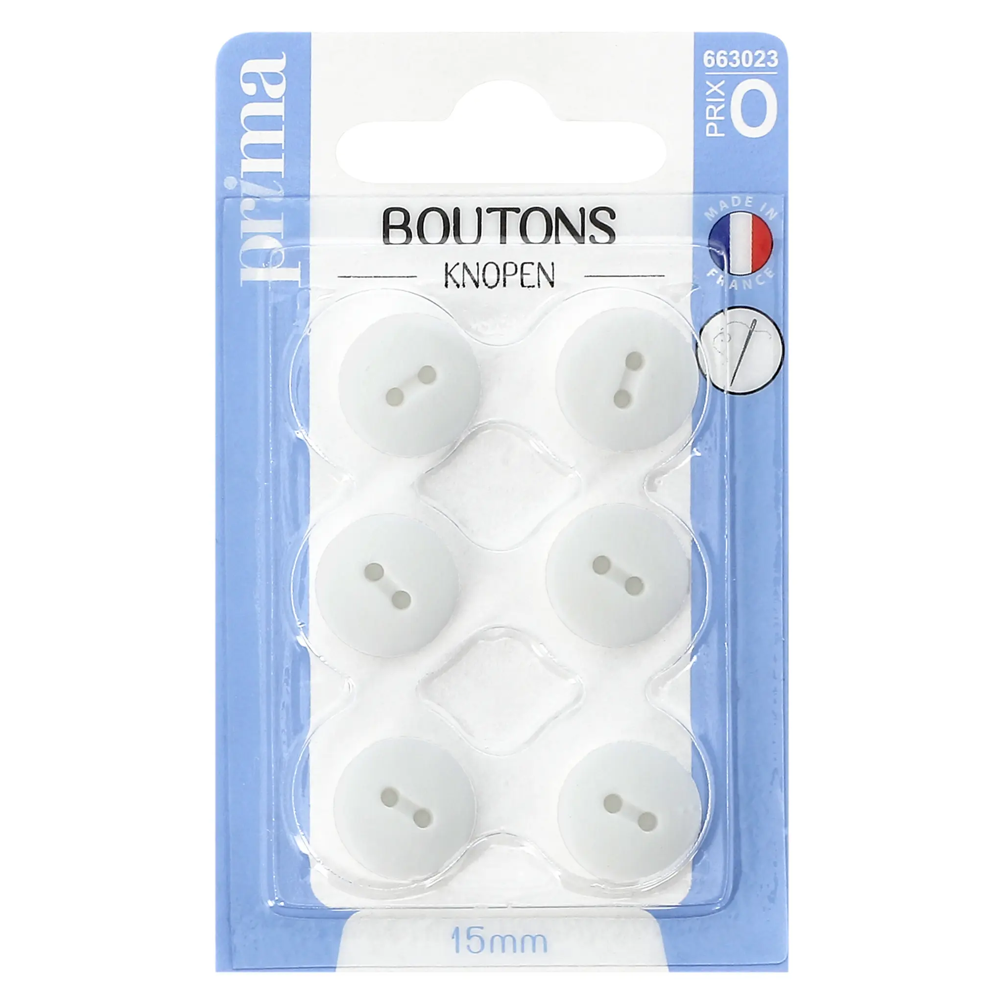 PRIMA Boutons blanc 15mm