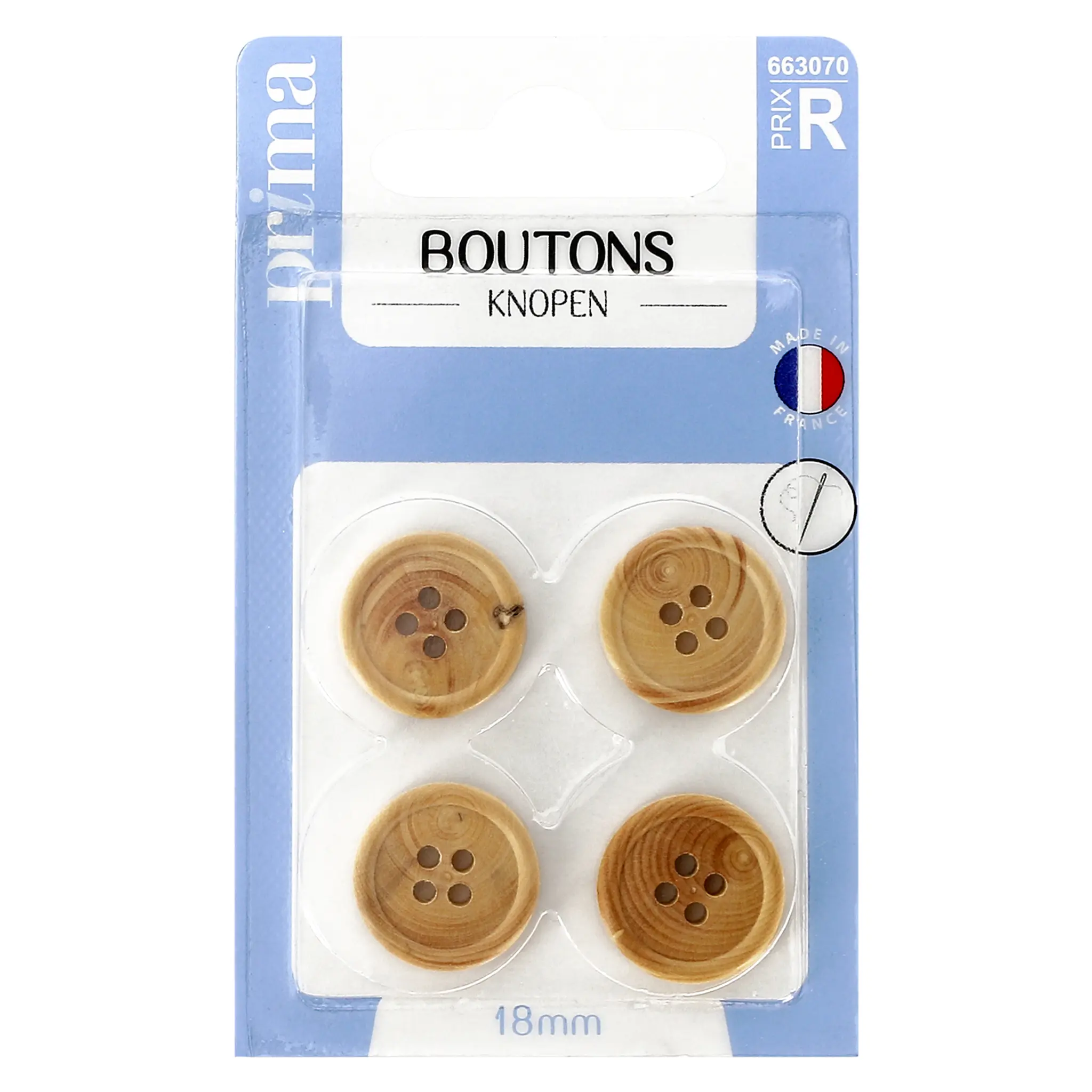 PRIMA Boutons bois 18mm