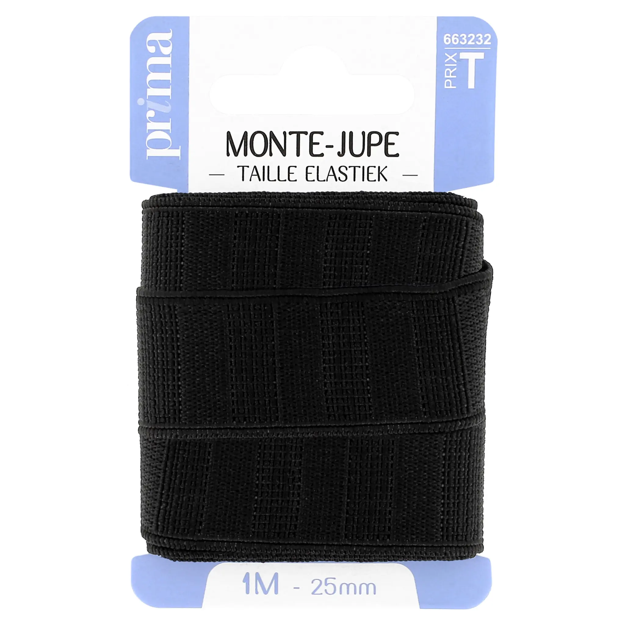 PRIMA Elastique monte-jupe noir 1m x 25mm