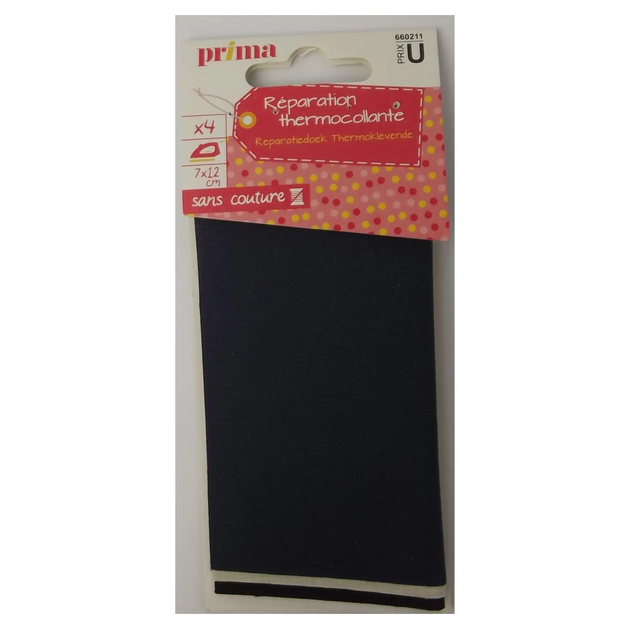 PRIMA Réparation thermocollante tissu 4 couleurs 7x12cm sans couture
