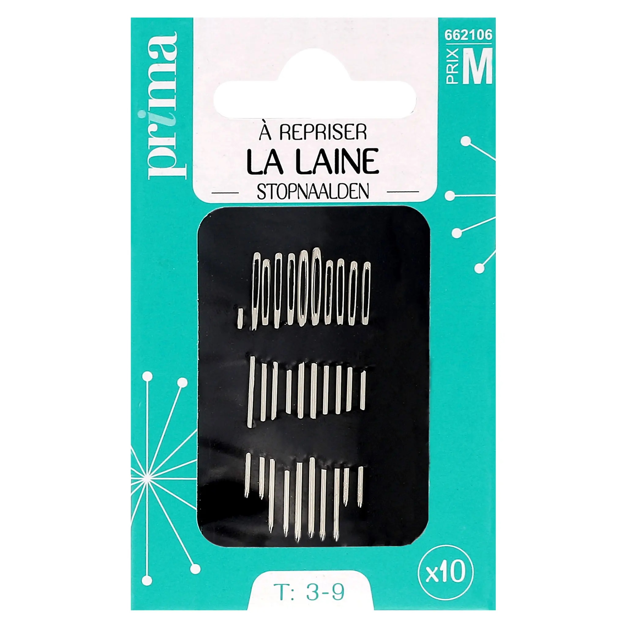 PRIMA Aiguilles à repriser la laine taille 3-9
