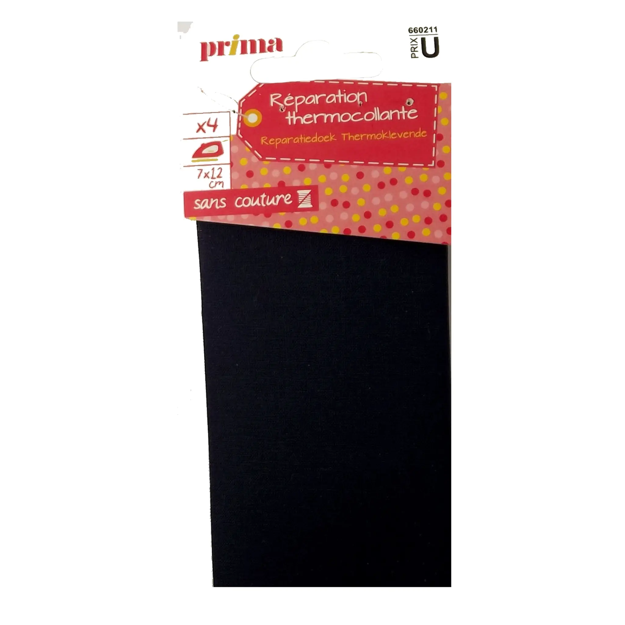 PRIMA Tissu réparation thermocollante noir 7x12cm