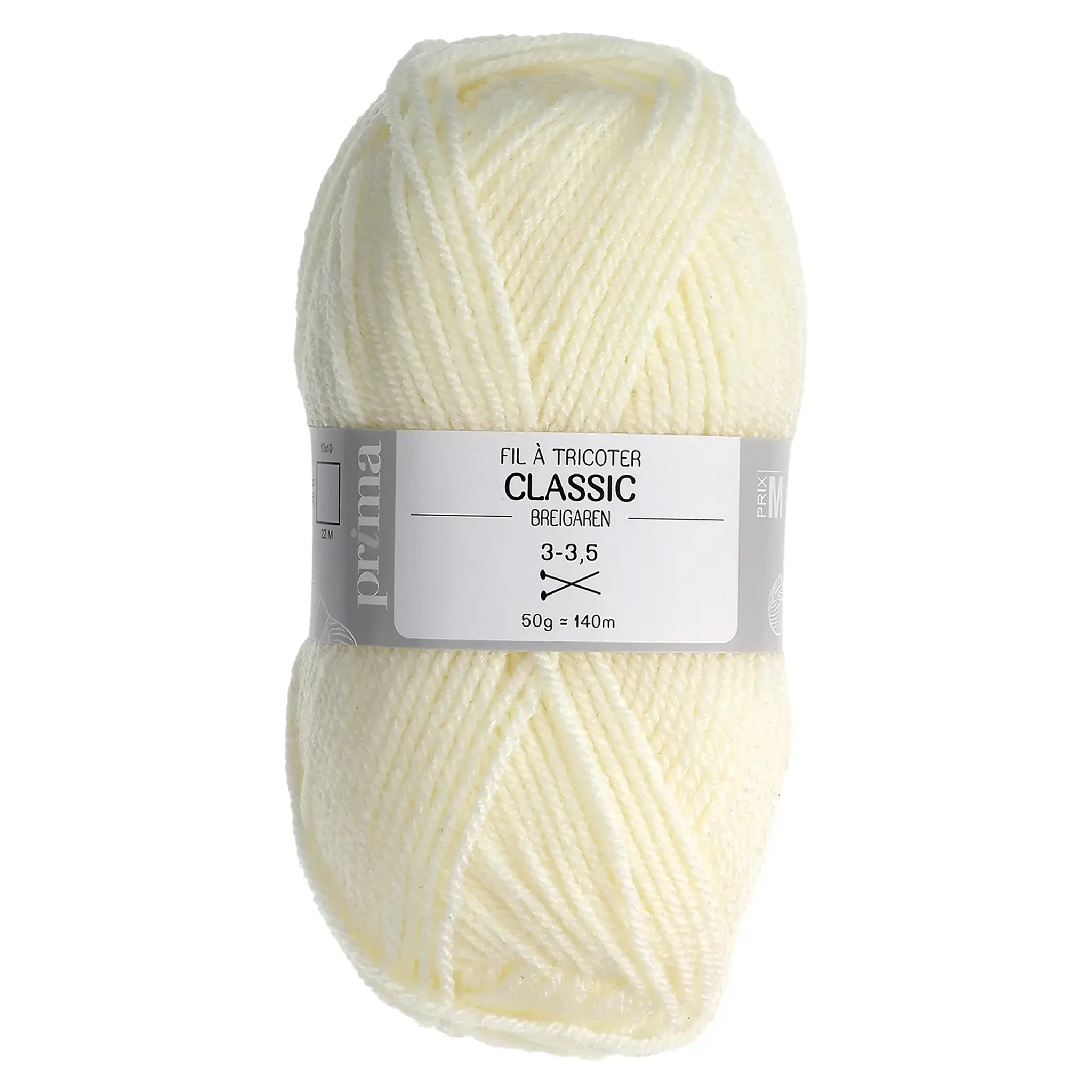 PRIMA Pelote fil à tricoter blanc environ 140m