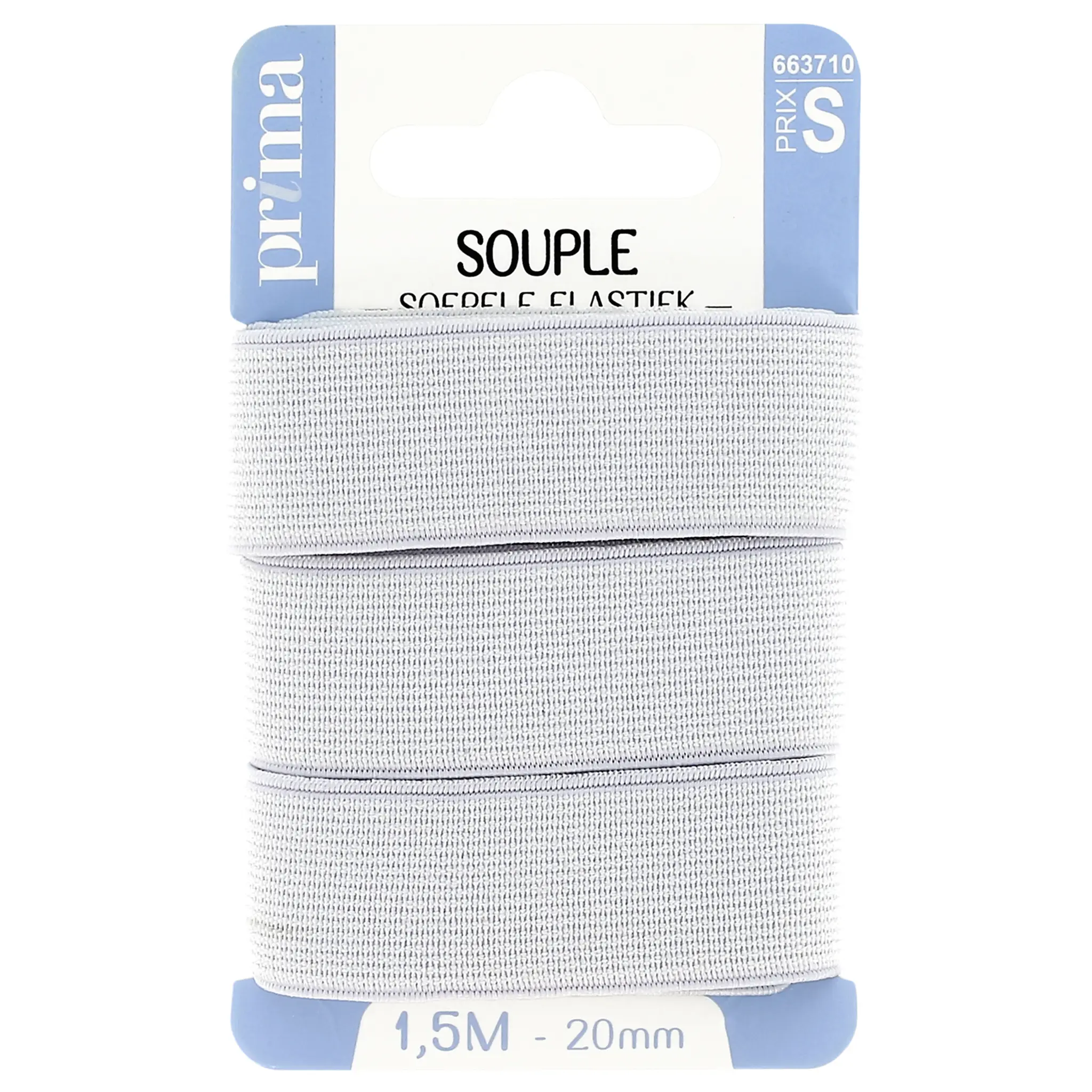PRIMA Elastique souple blanc 1.5m x 20mm