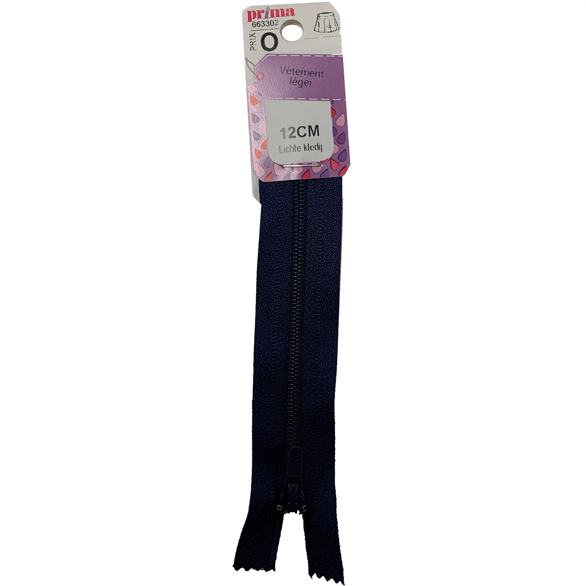 PRIMA Fermeture glissière vêtement léger 12cm marine