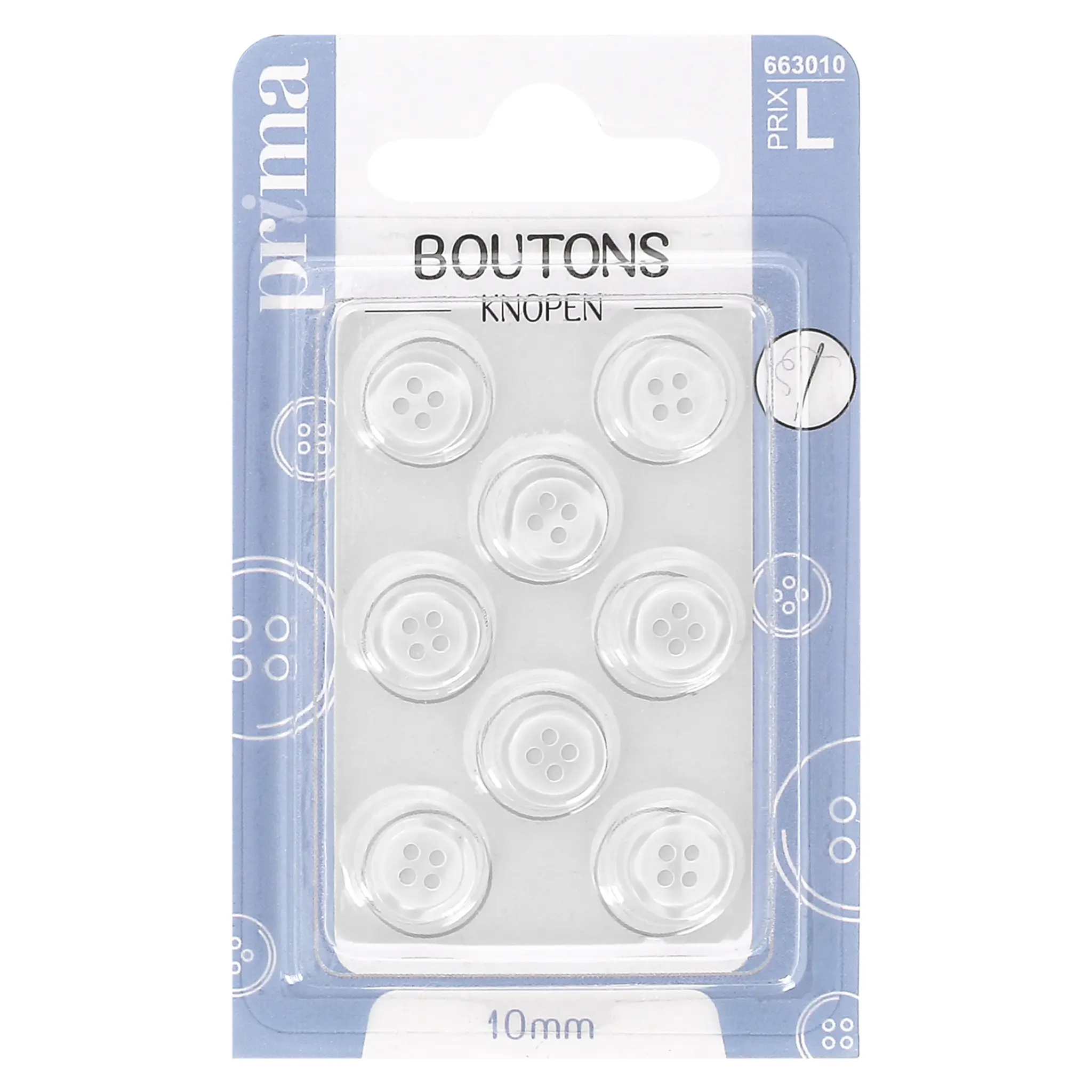 PRIMA Boutons blanc 10mm
