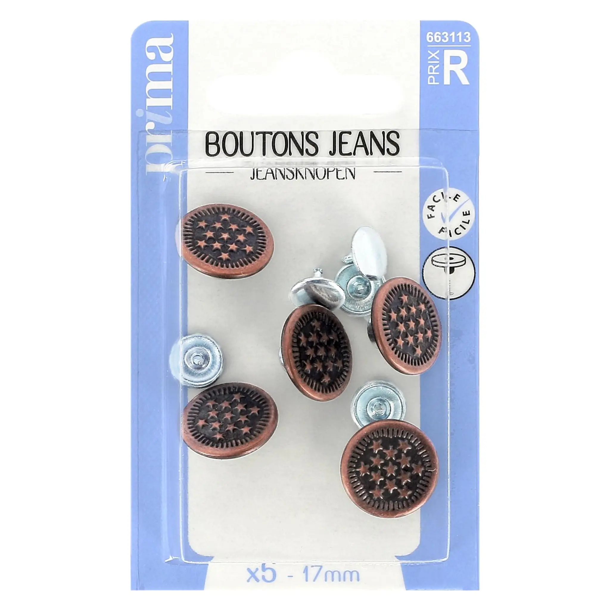 PRIMA Boutons jeans sans couture