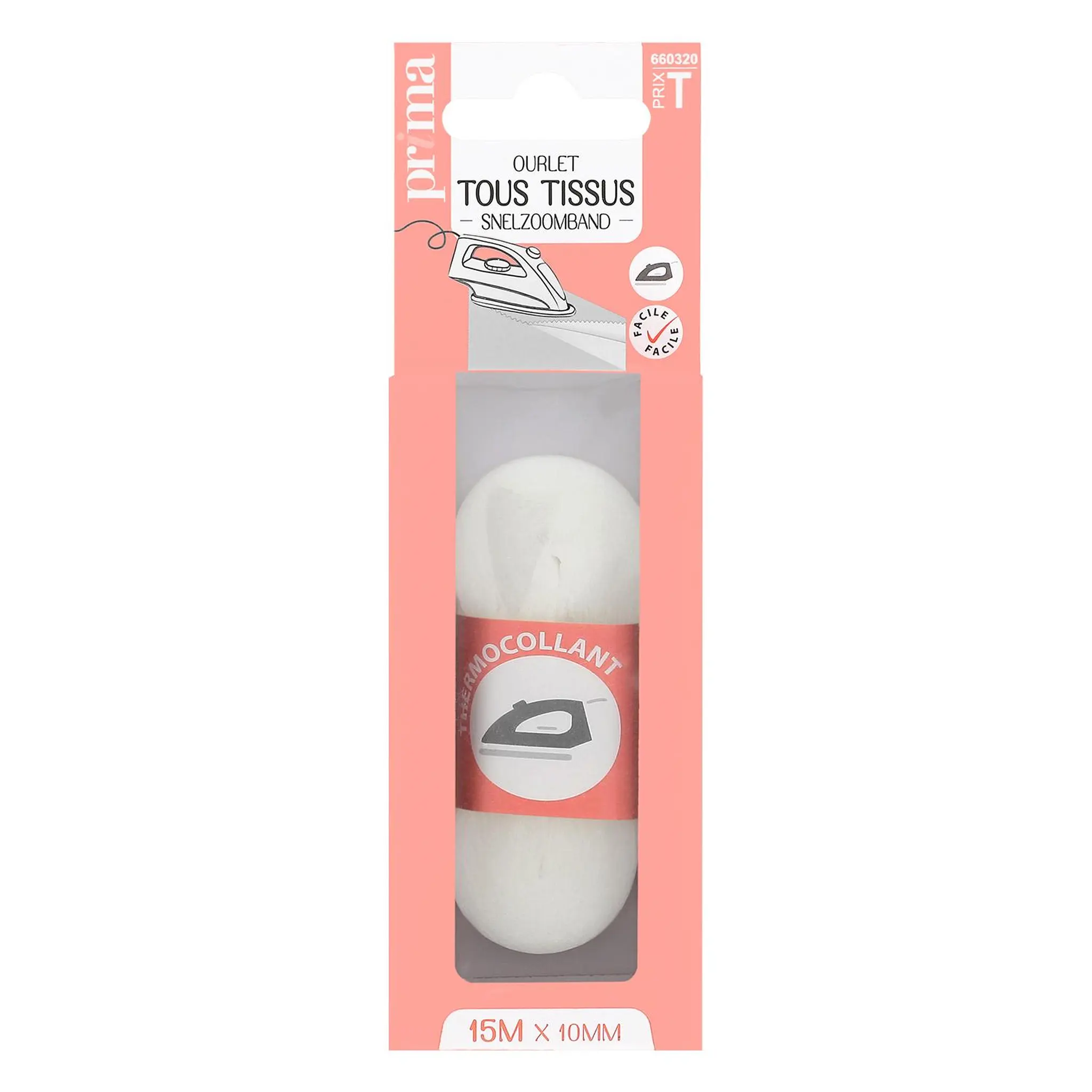 PRIMA Ourlet thermocollant tous tissus 15m x 10mm