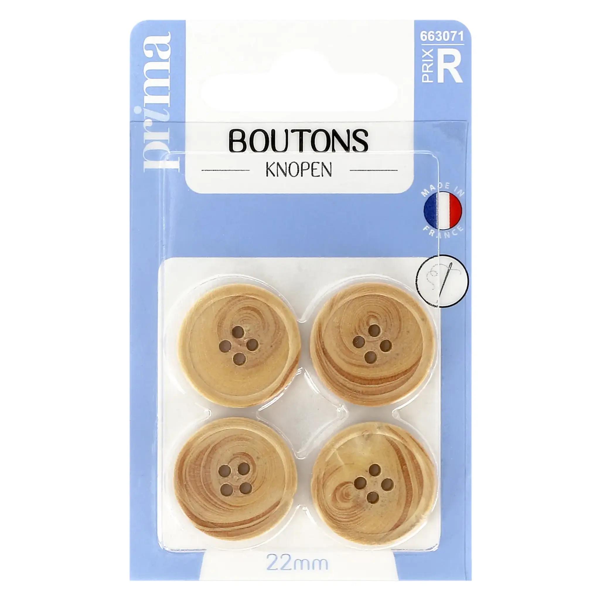 PRIMA Boutons bois 22mm