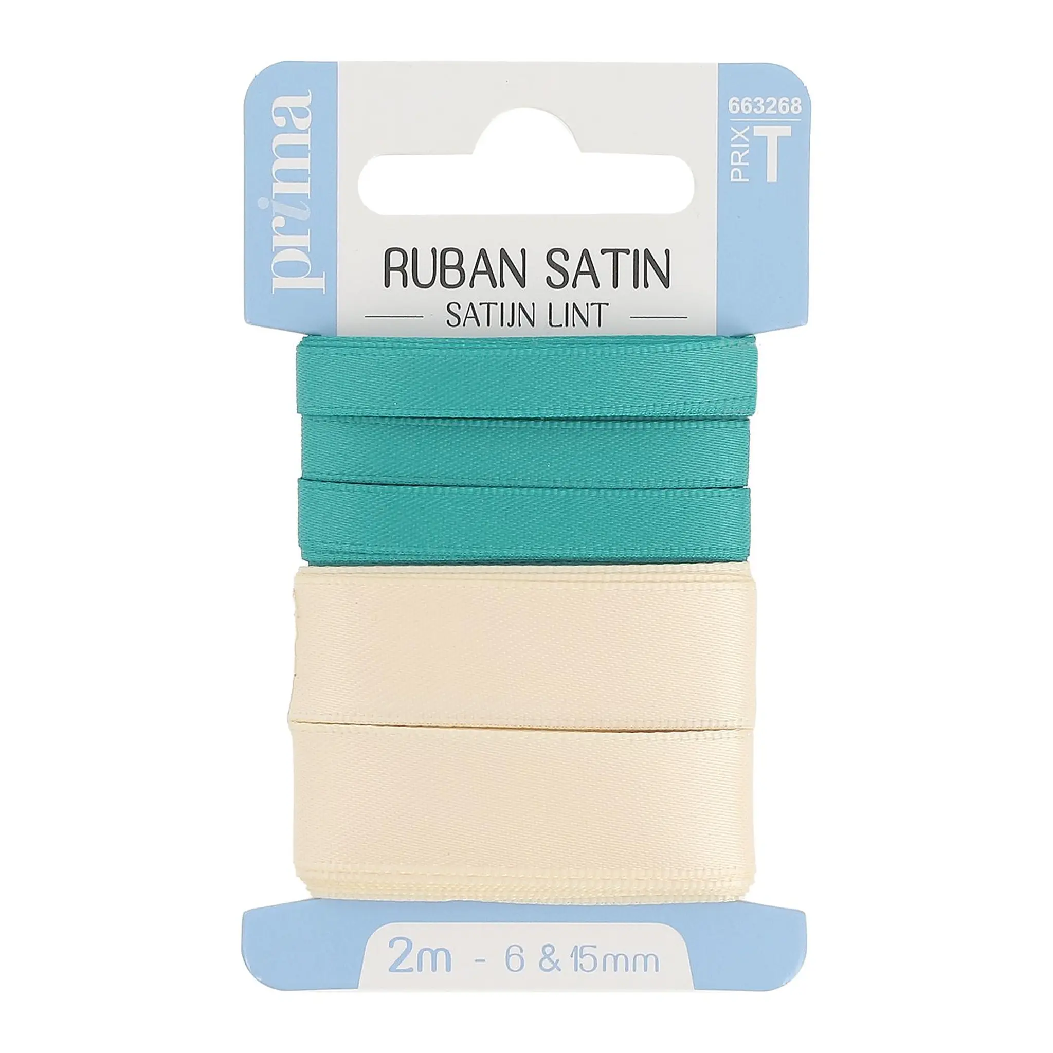 PRIMA Ruban satin 2 couleurs 5m x 6mm