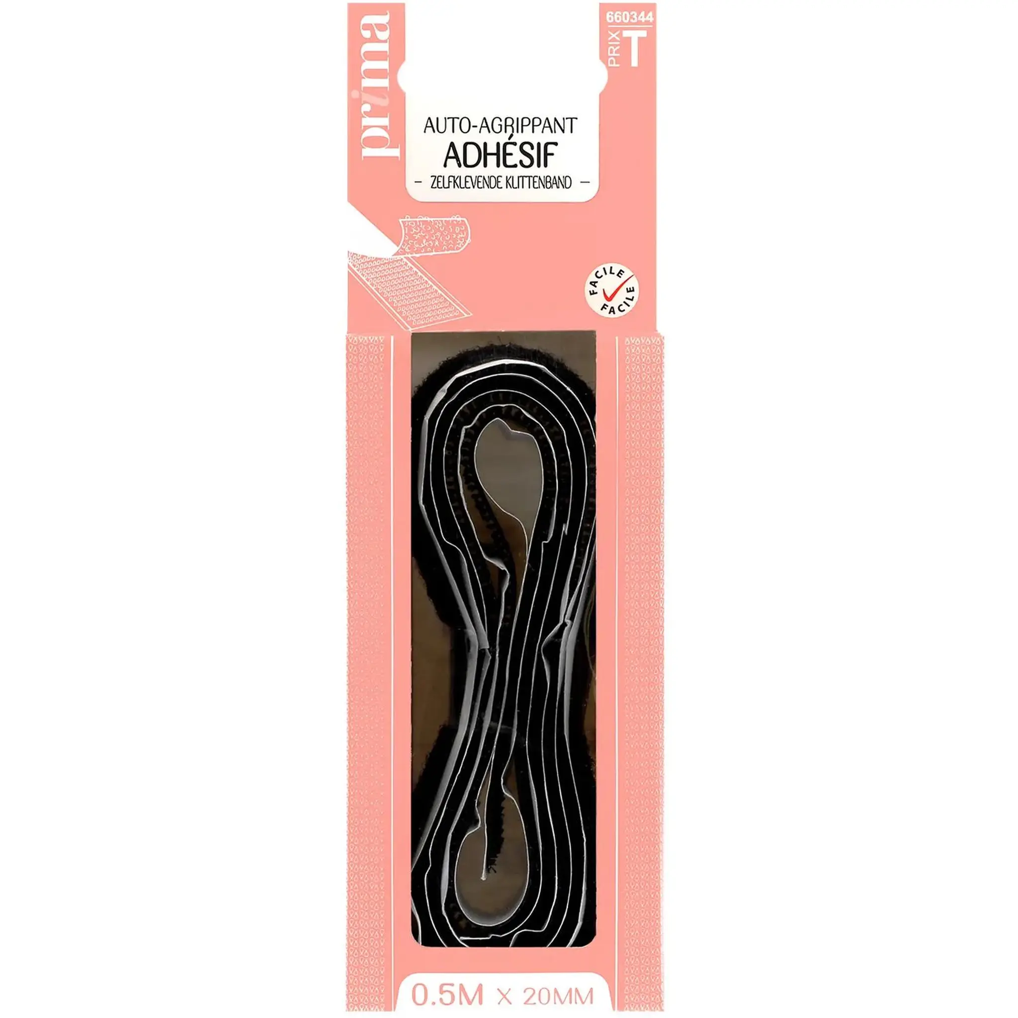PRIMA Auto-agrippant adhésif noir 0.5m x 20mm