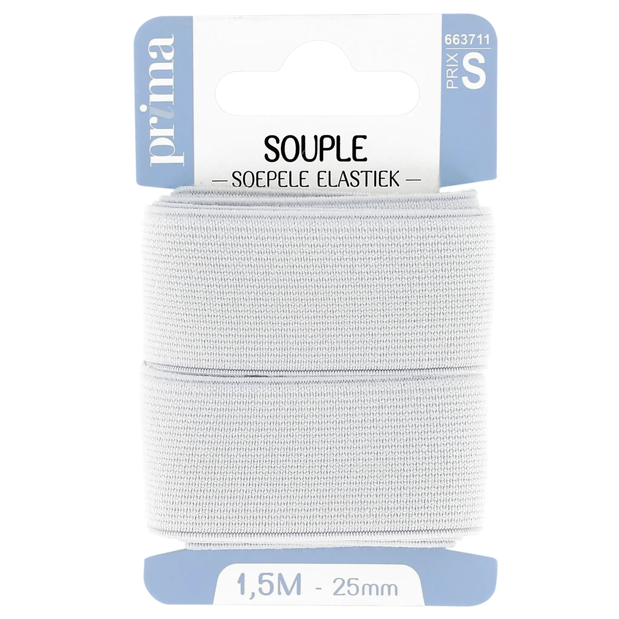 PRIMA Elastique souple blanc 1.5m x 25mm