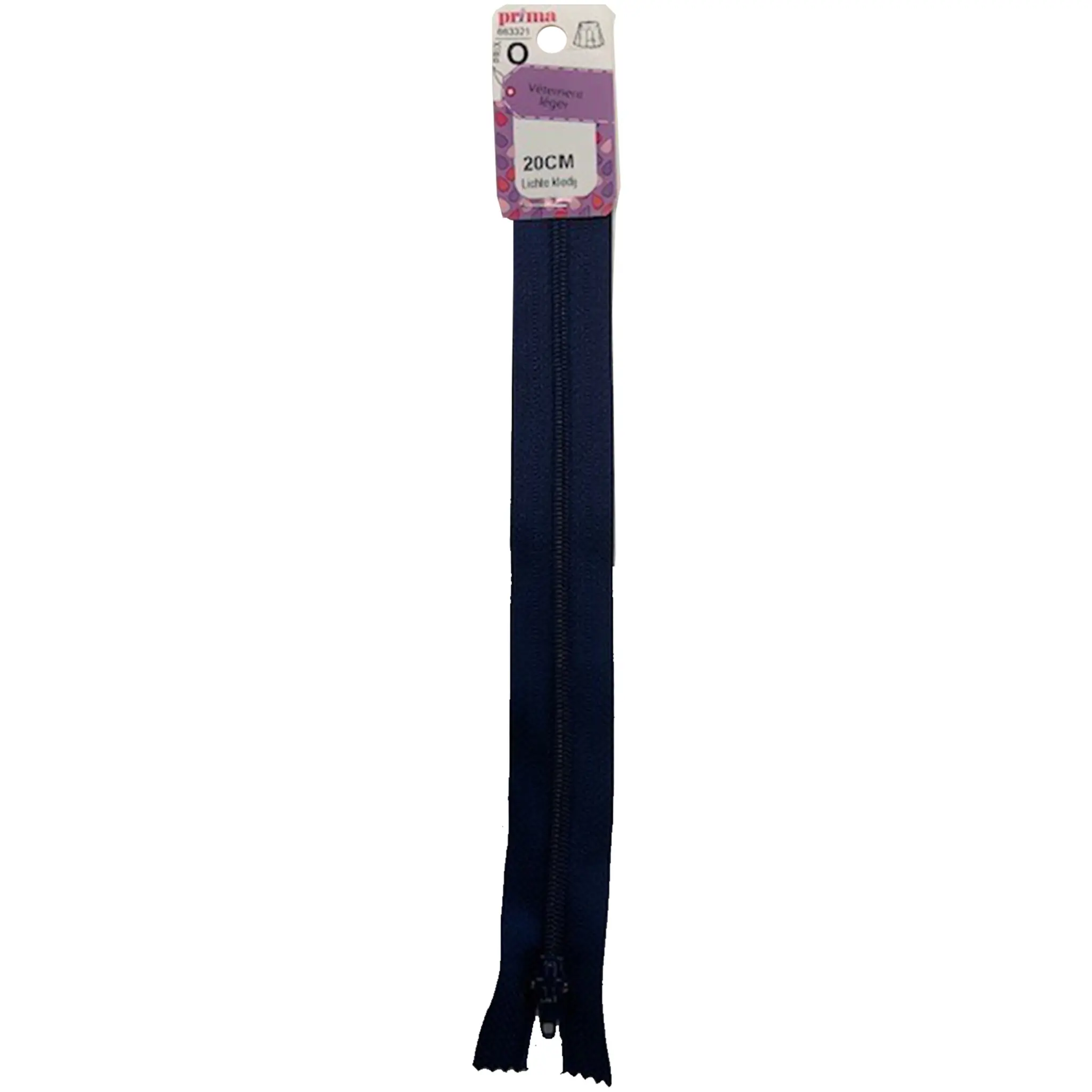 PRIMA Fermeture glissière vêtement léger 20cm marine