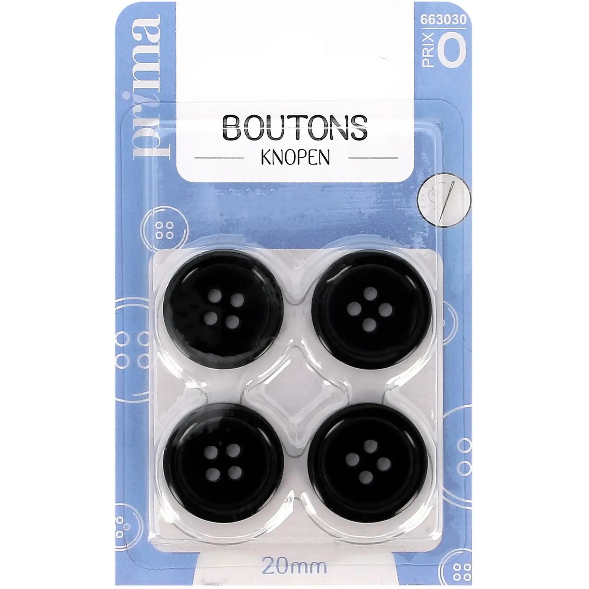 PRIMA Boutons noir 20mm