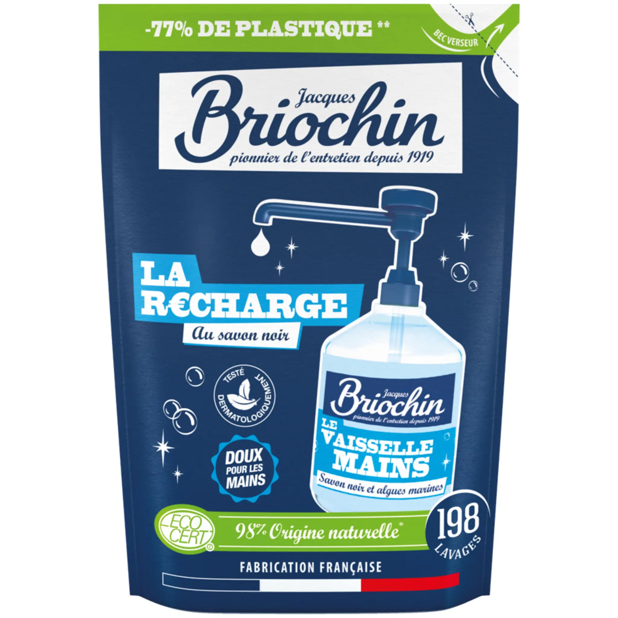 BRIOCHIN Recharge liquide vaisselle et mains Ecocert savon noir