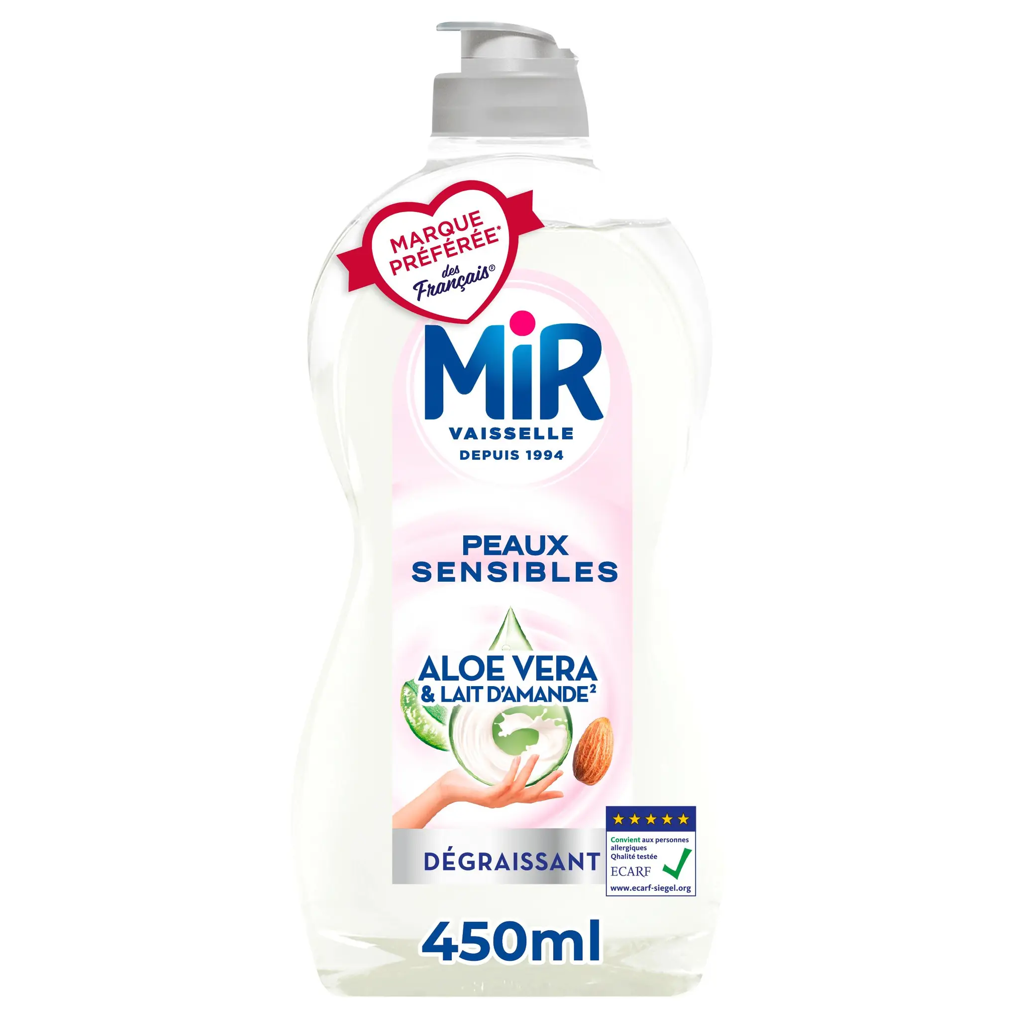 MIR Liquide vaisselle peaux sensibles aloe vera et fleur de coton