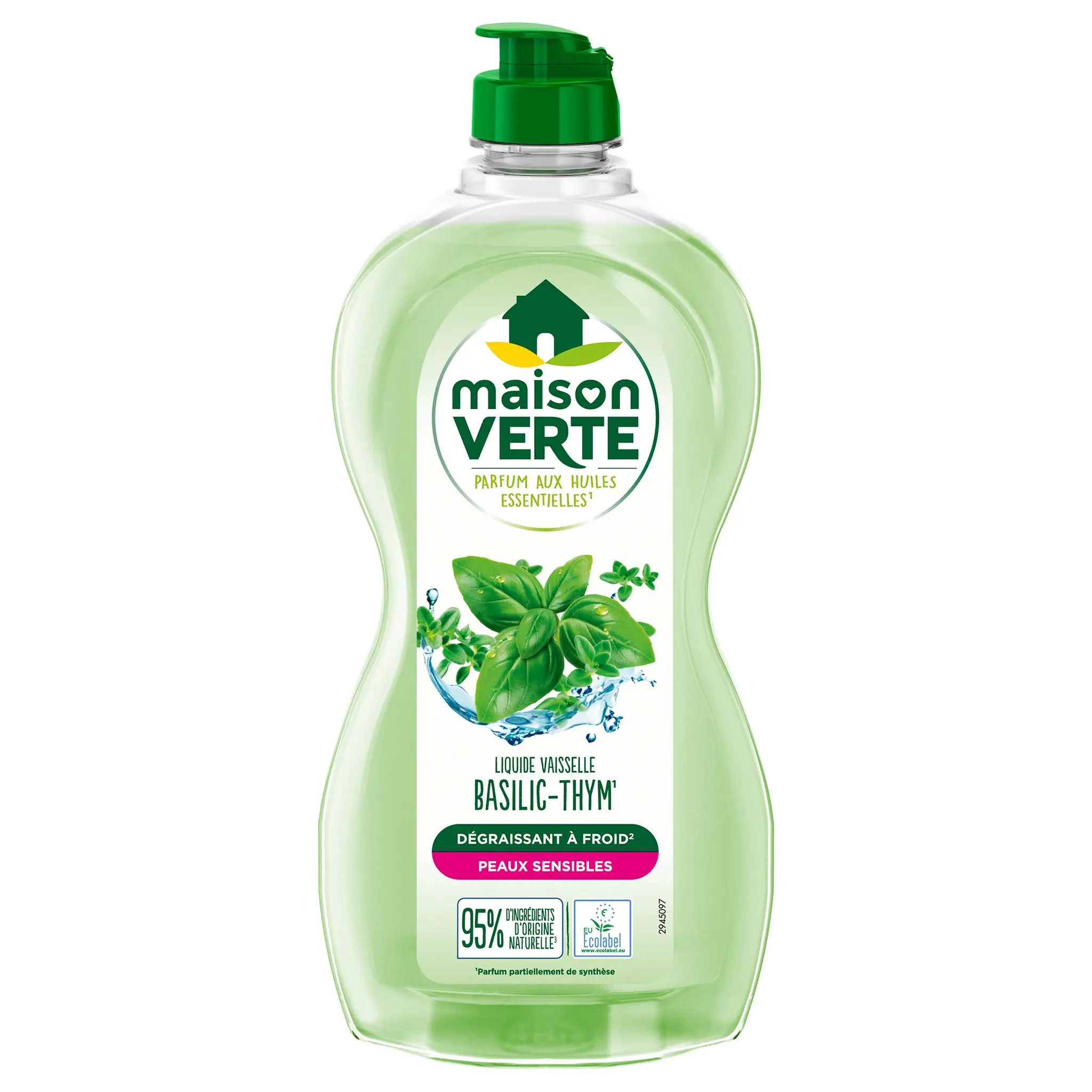 MAISON VERTE Liquide vaisselle basilic thym peaux sensibles