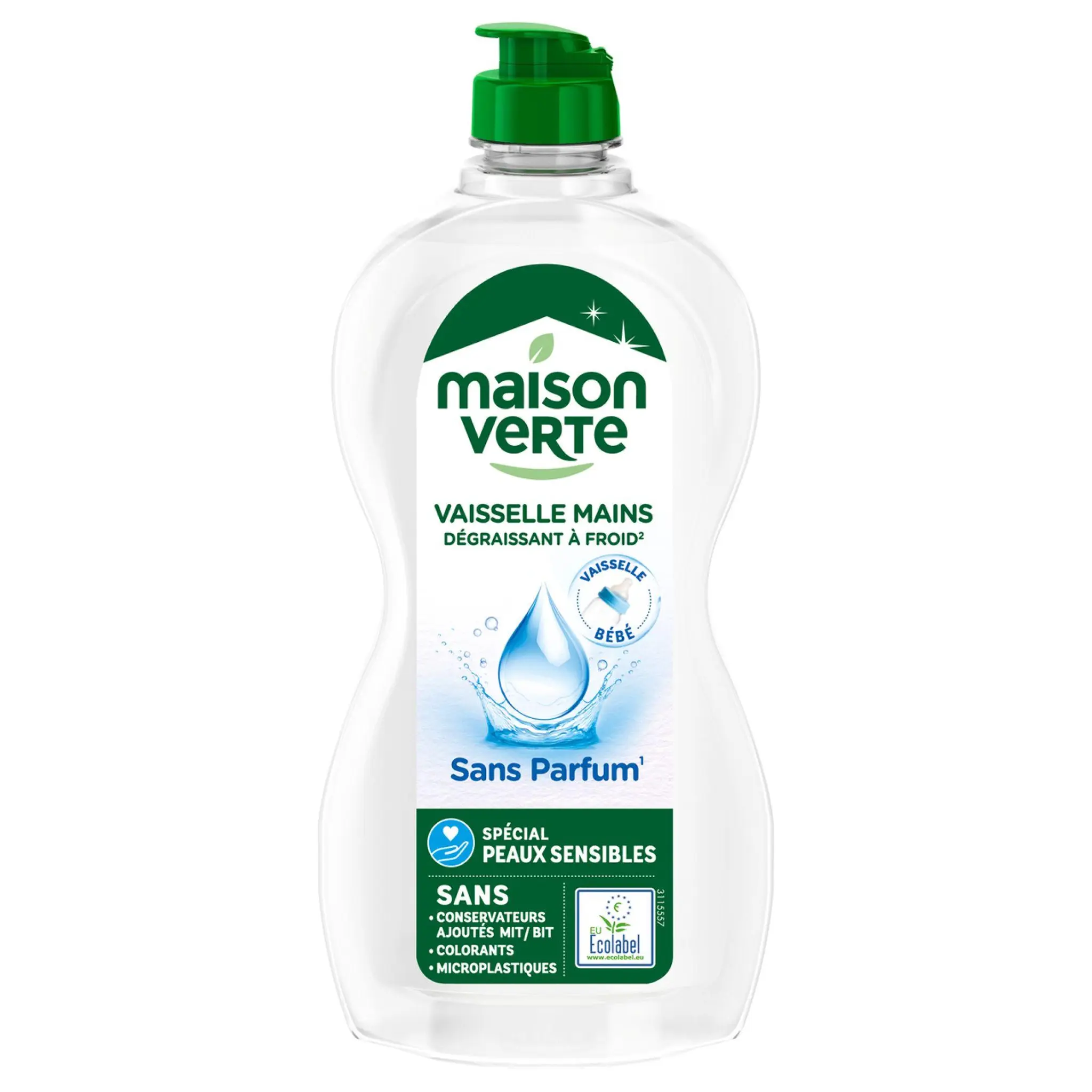 MAISON VERTE Liquide vaisselle dégraissant pour peaux sensibles