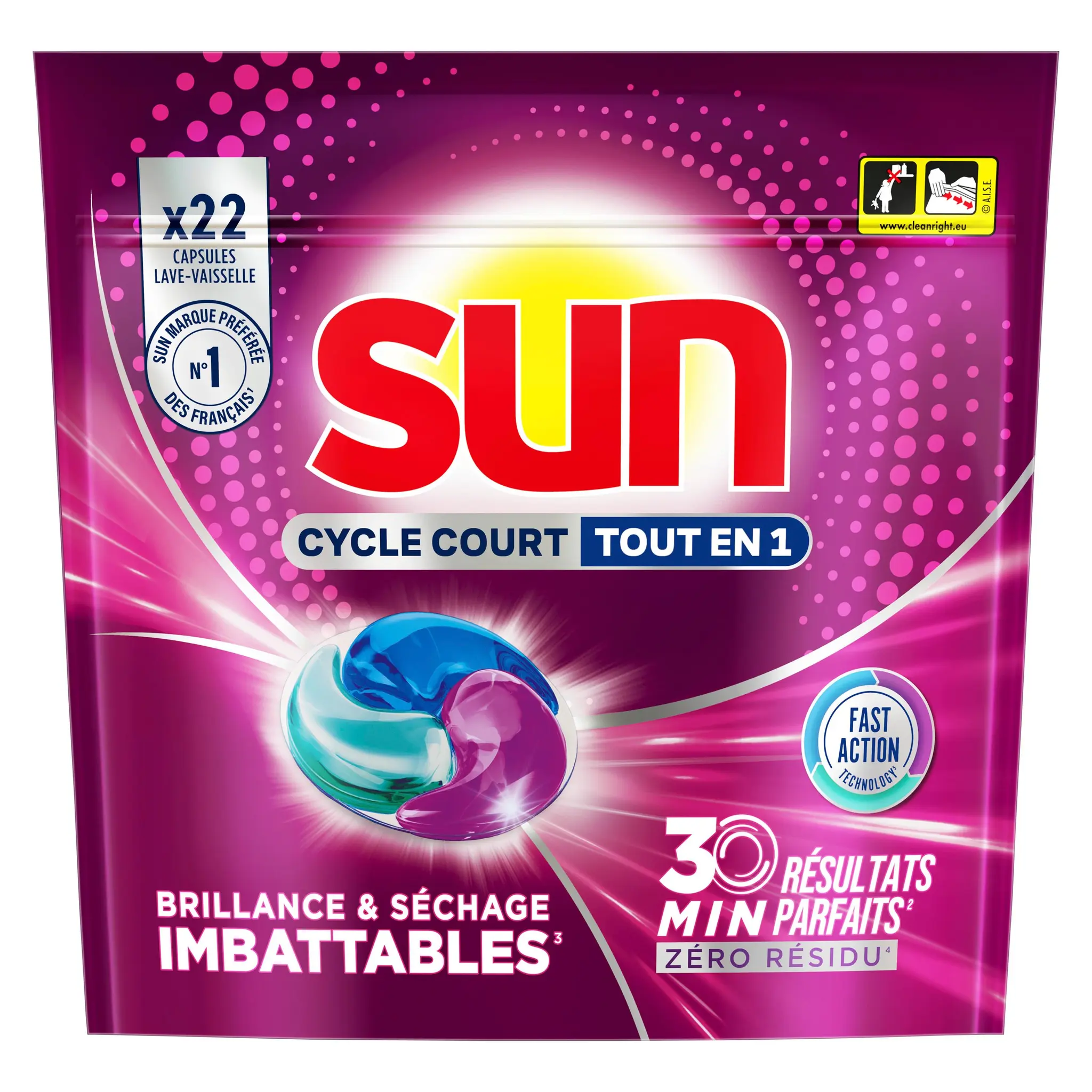 SUN Pastille lave-vaisselle Cycle court tout-en-1