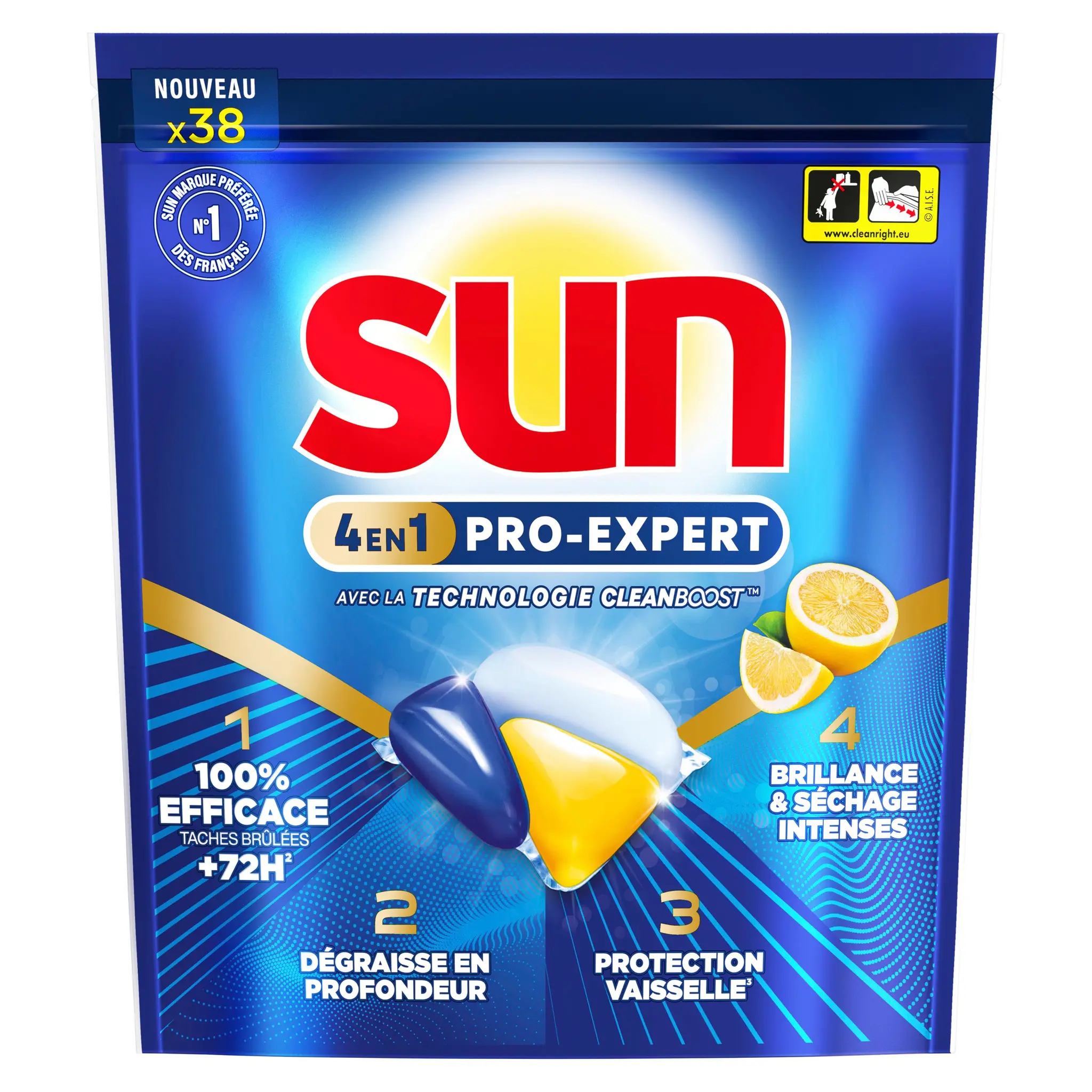 SUN Capsules lave-vaisselle 4 en 1 citron