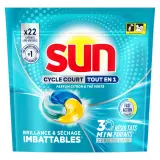 SUN Cycle Court capsules lave-vaisselle tout-en-1 anti-odeurs citron vert et thé vert