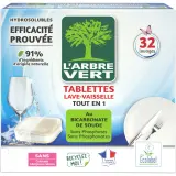 L'ARBRE VERT Tablettes lave-vaisselle écolabel tout en 1 au bicarbonate de soude
