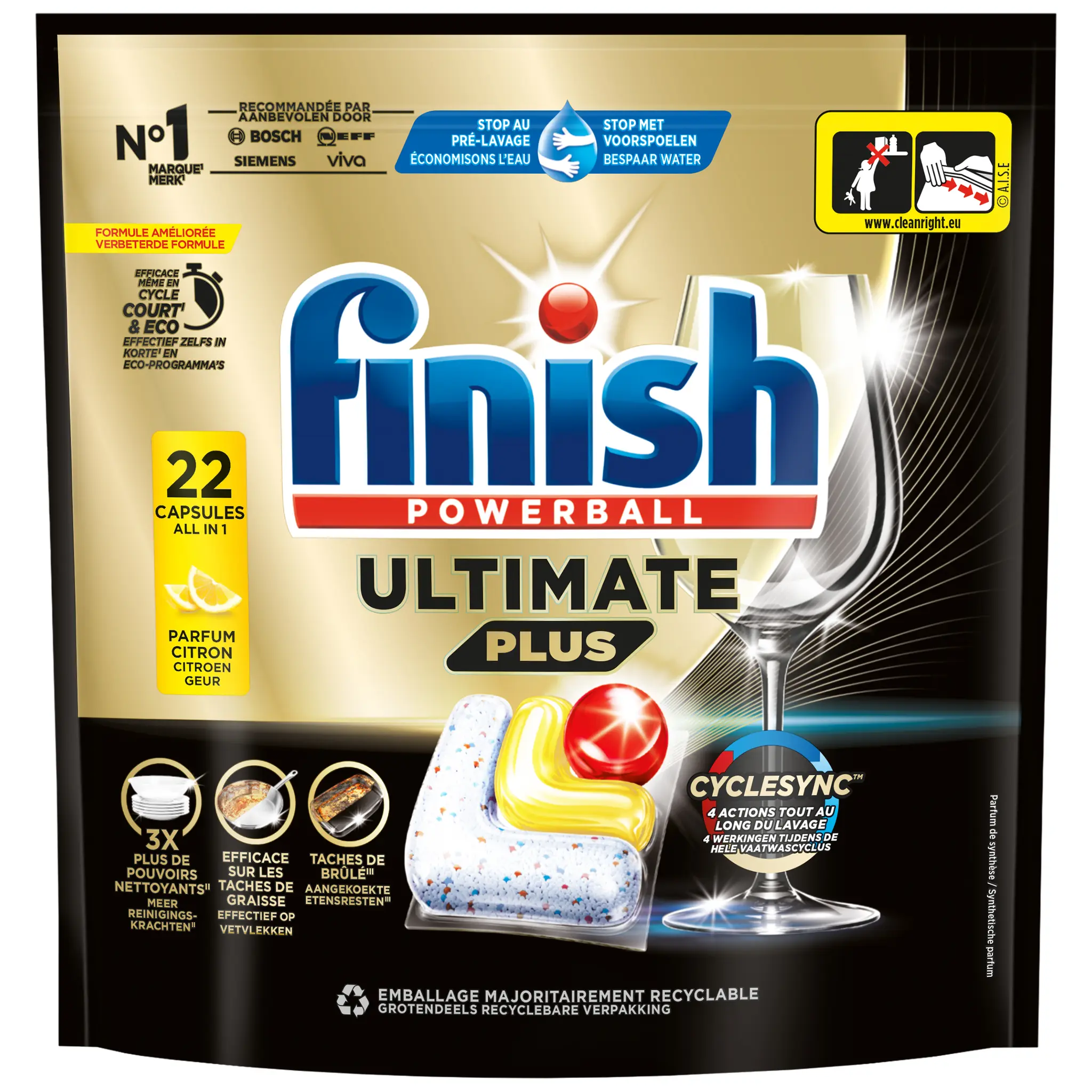 FINISH Pwerball Capsules lave-vaisselle ultimate plus citron