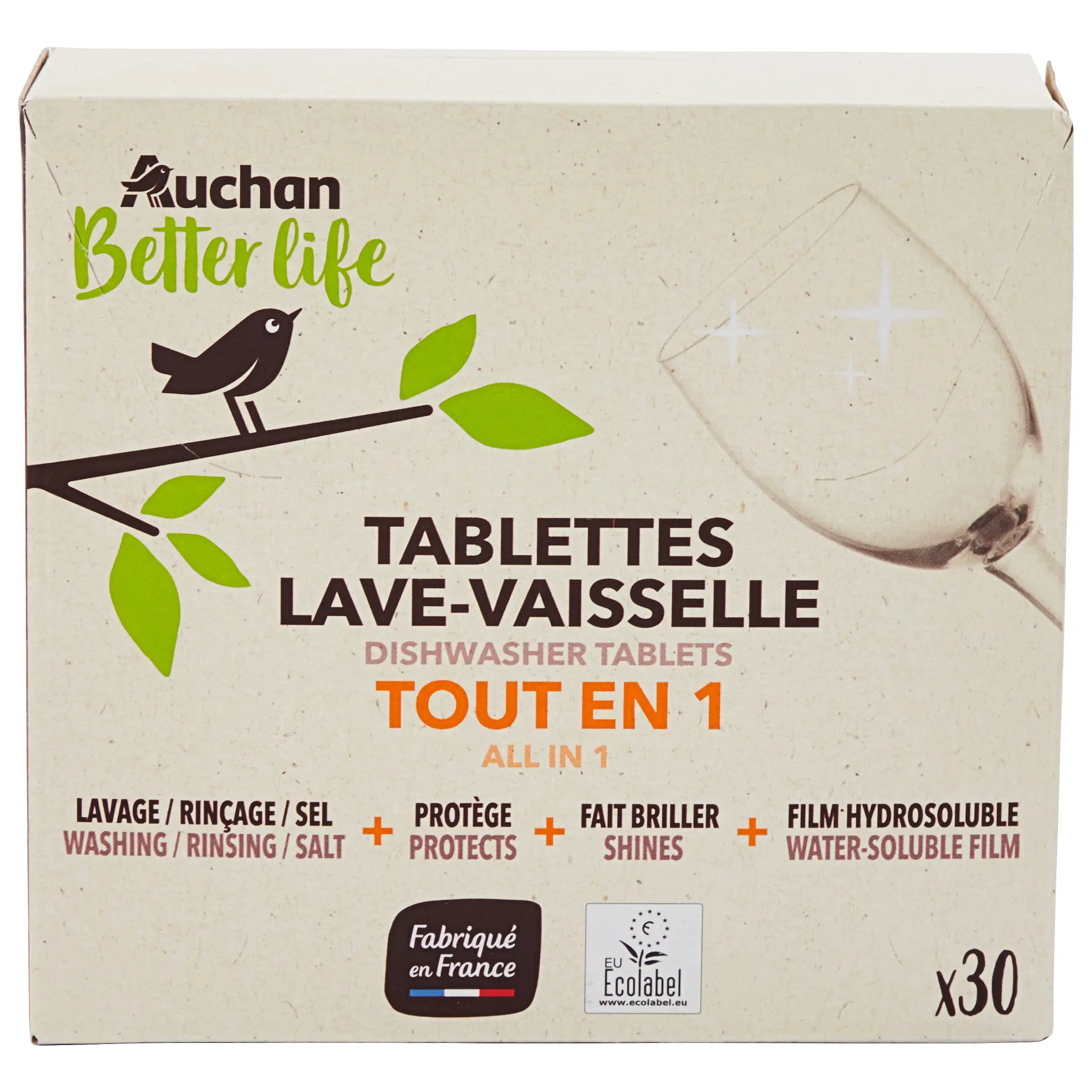 AUCHAN BETTER LIFE Tablettes lave-vaisselle tout en 1 écologiques