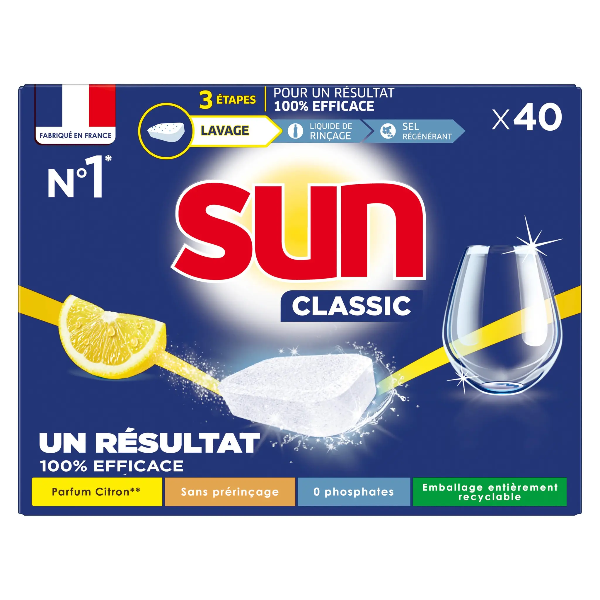 SUN Tablettes lave-vaisselle citron