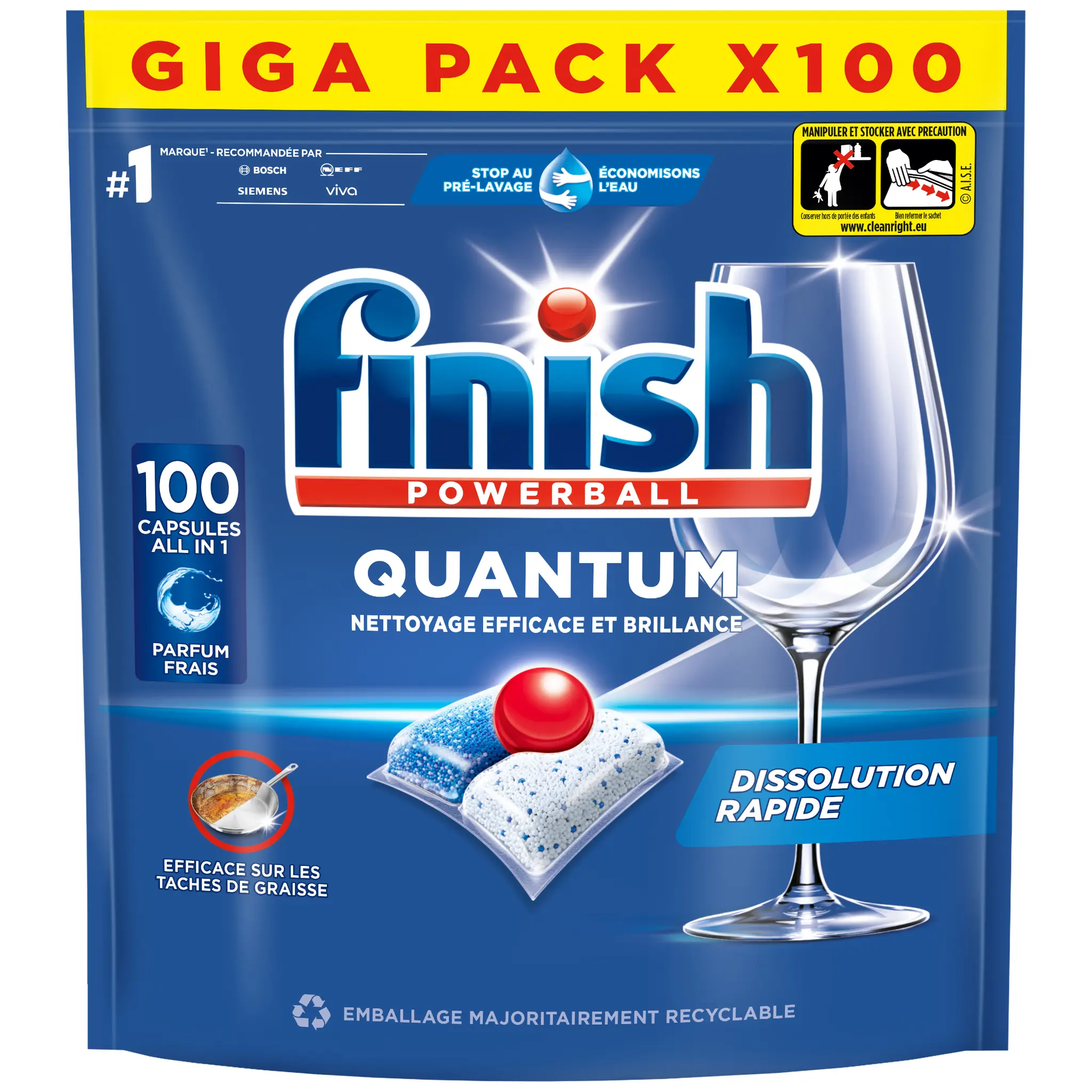 FINISH Powerball Quantum Capsules lave-vaisselle parfum frais