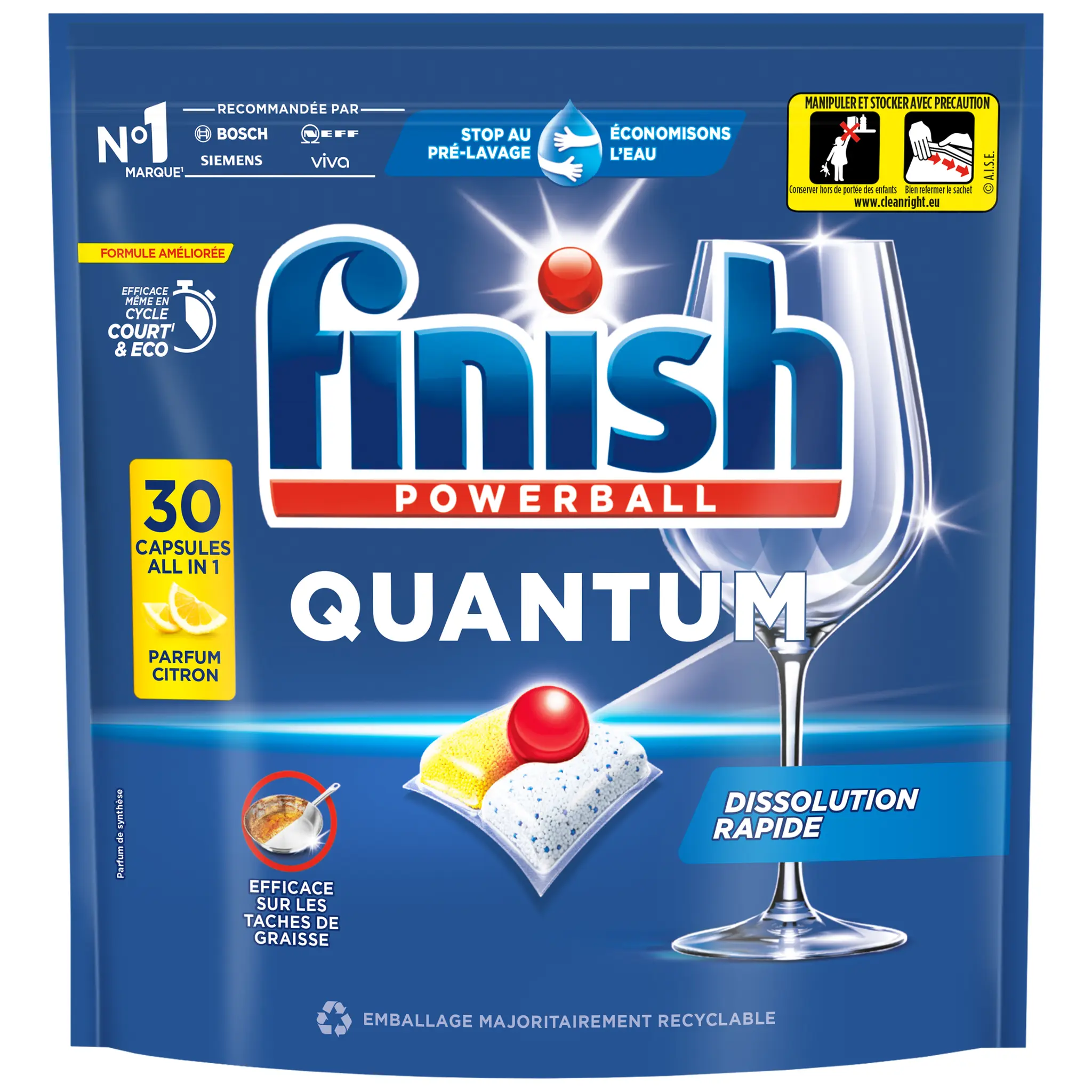 FINISH Powerball Quantum Capsules lave-vaisselle citron