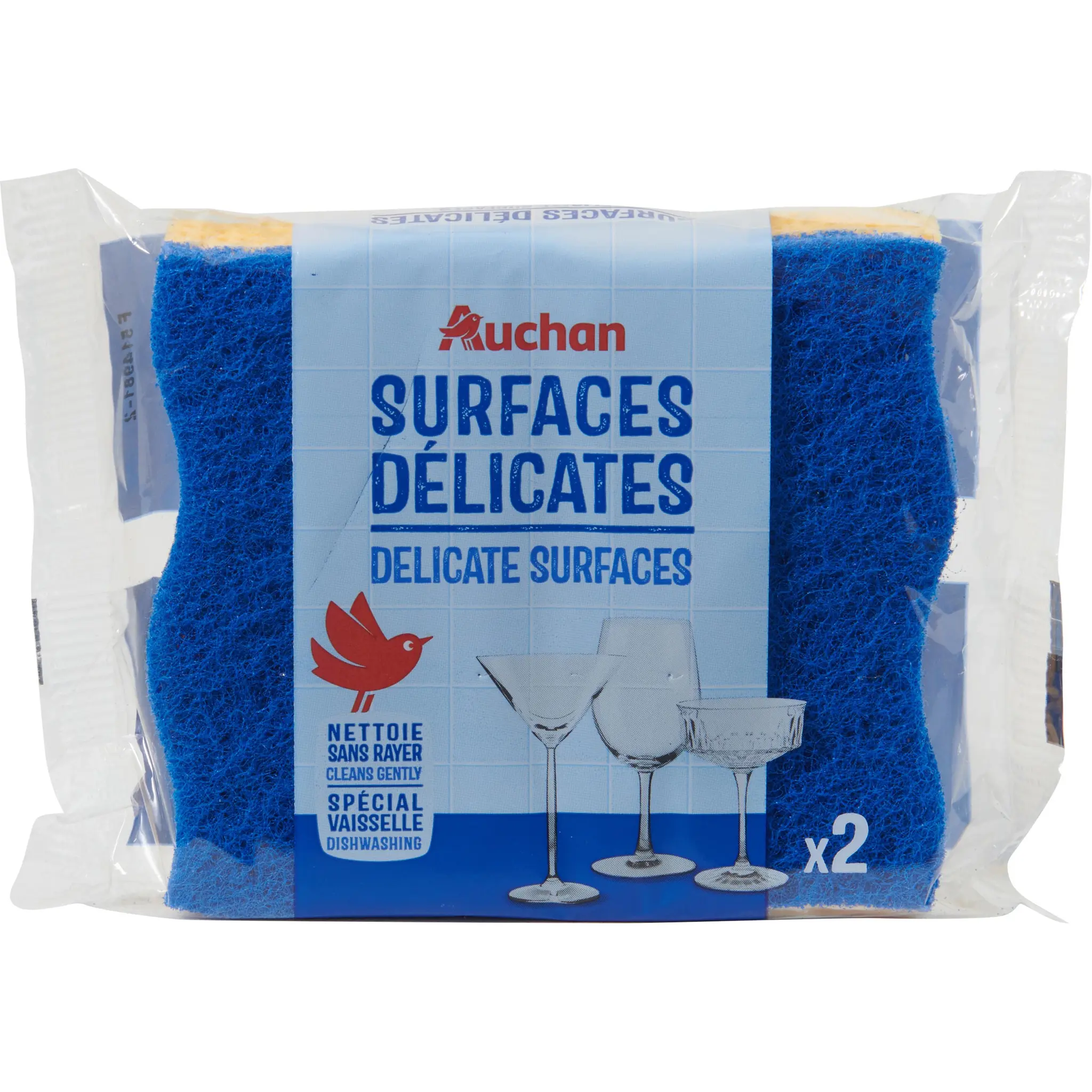 AUCHAN Éponges cuisine pour surfaces délicates