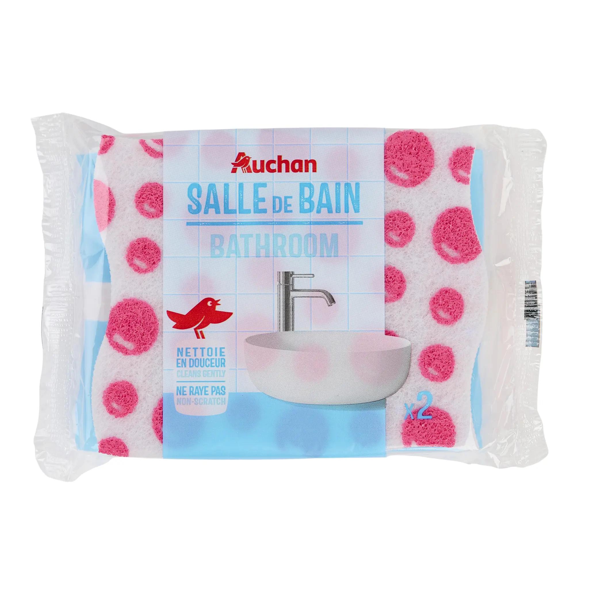 AUCHAN Éponges douce spéciales salle de bain