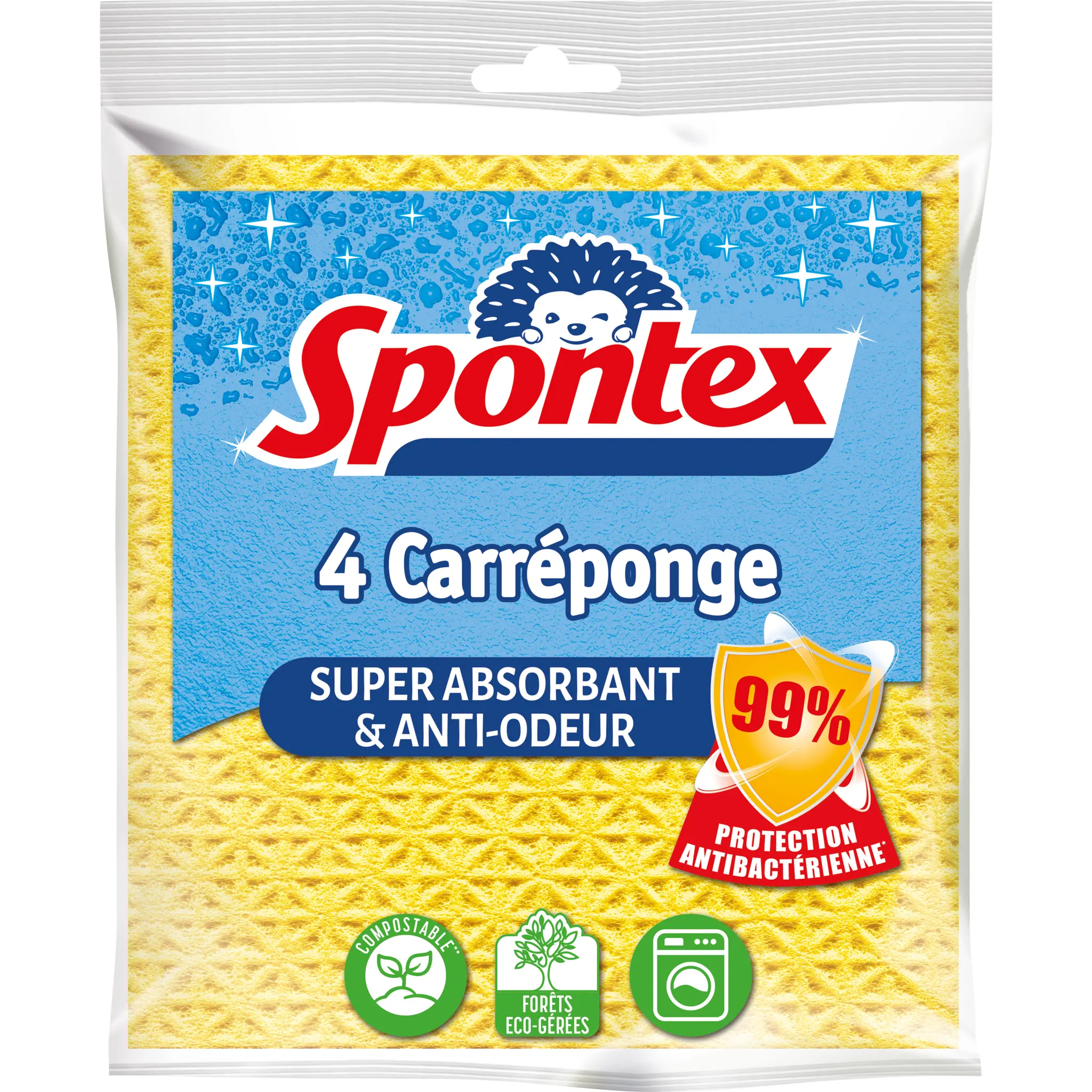 SPONTEX Éponges carrés super-absorbantes et et anti-odeur