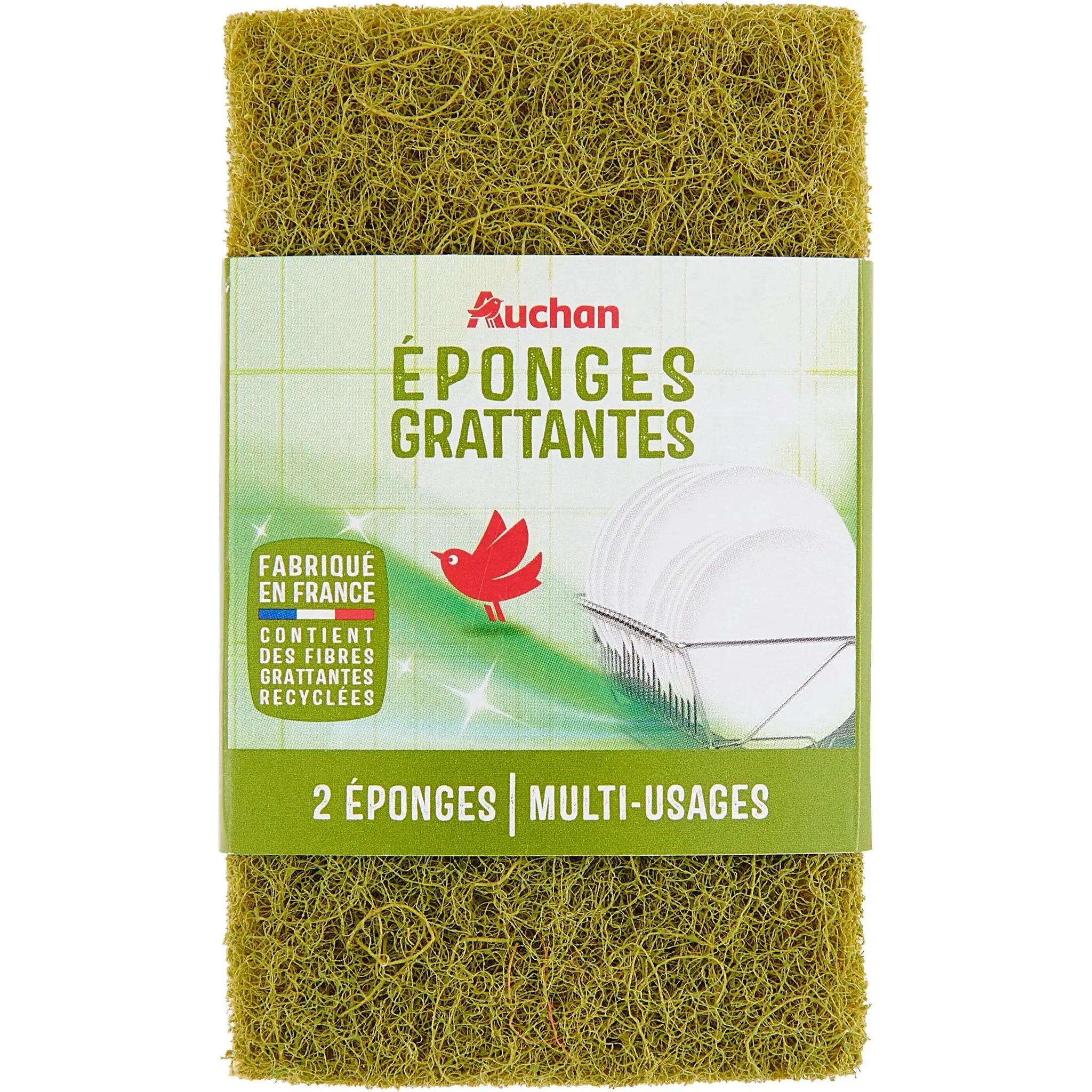 AUCHAN MIEUX VIVRE Éponges grattantes multi-usages