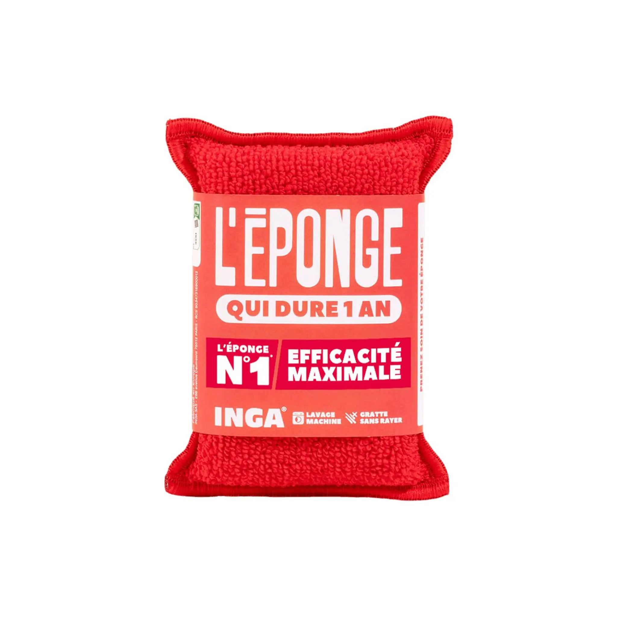 INGA Éponge lavable grattante rouge