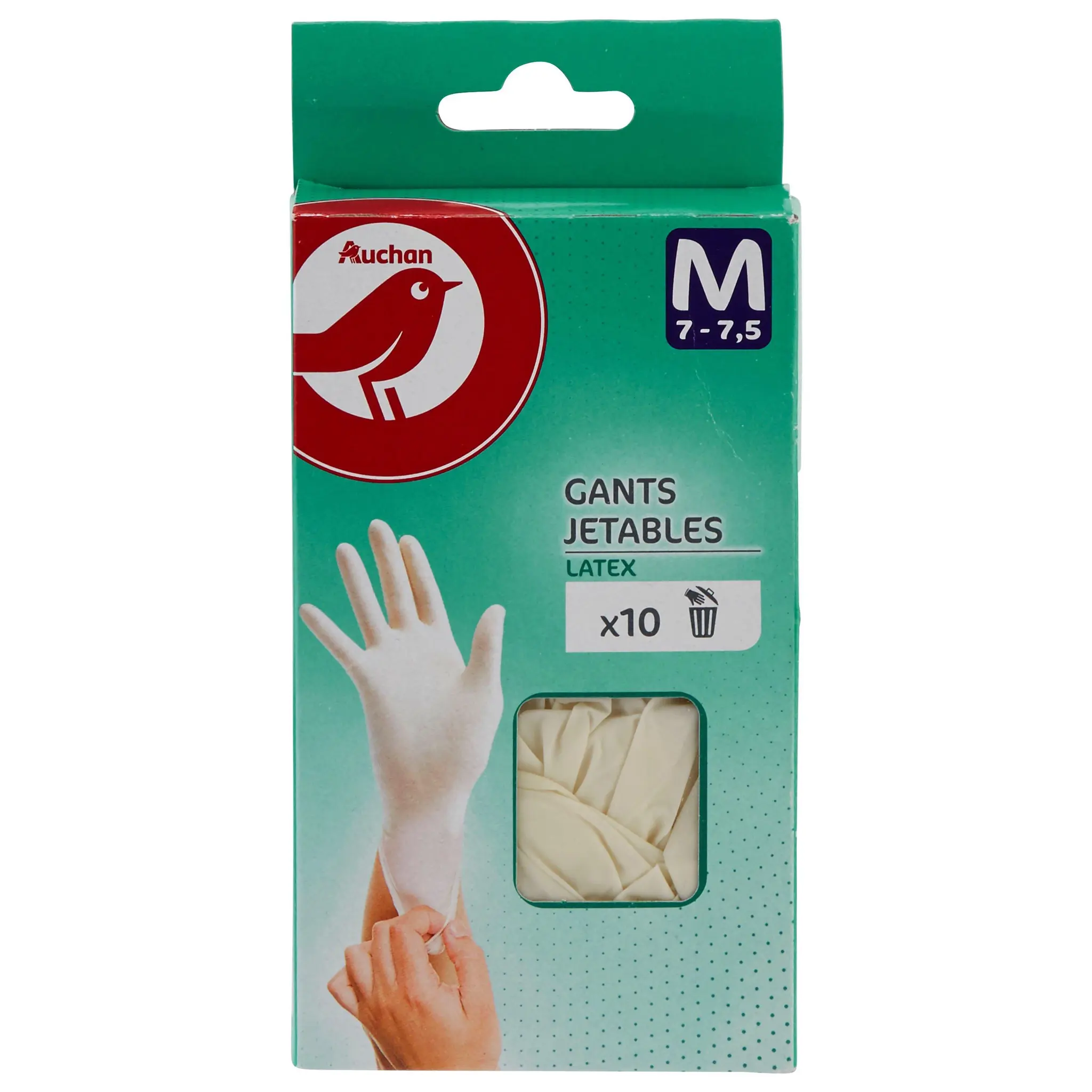 AUCHAN Gants jetables en latex taille M