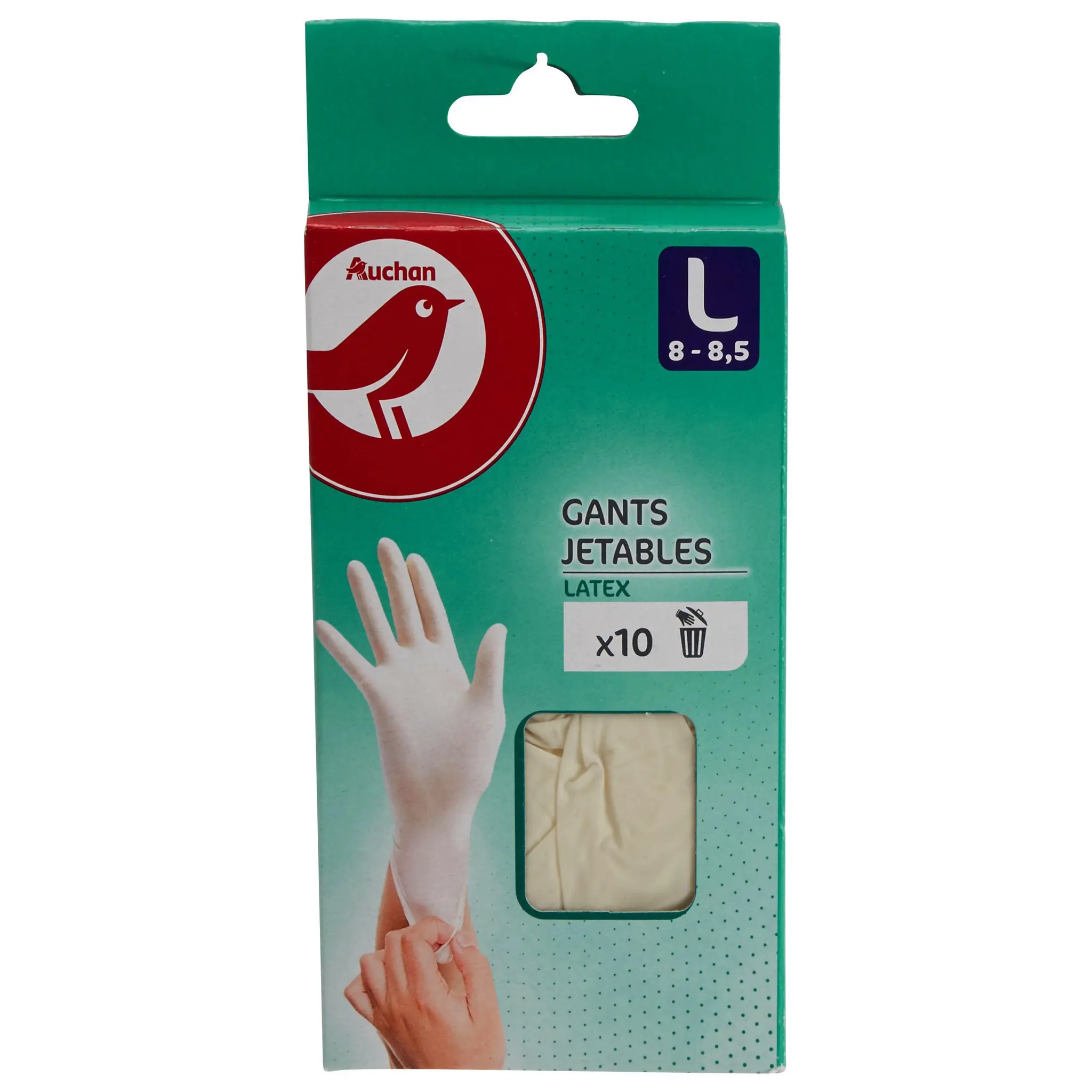 AUCHAN Gants jetables en latex taille L