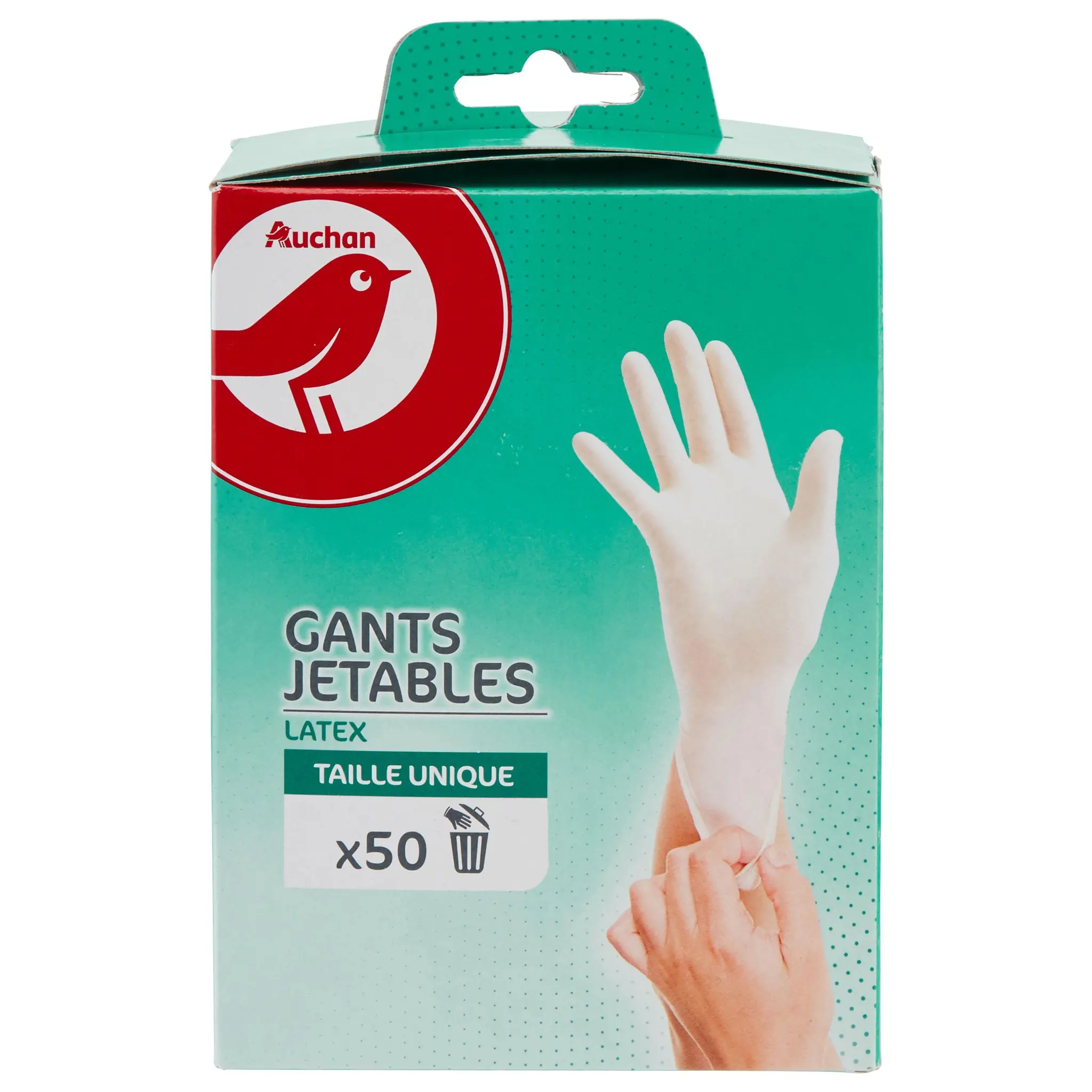 AUCHAN Gants jetables en latex taille unique