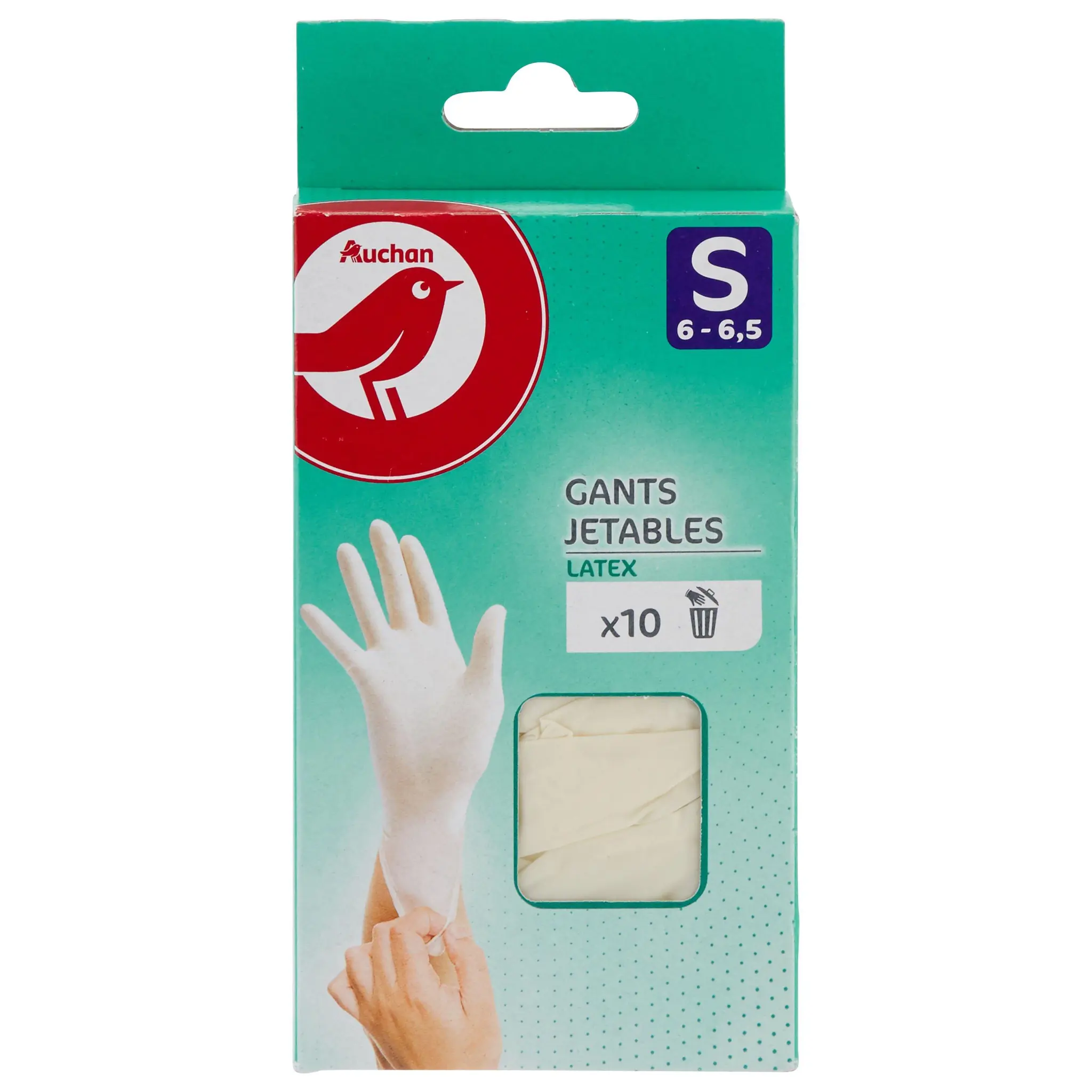 AUCHAN Gants jetables en latex taille S