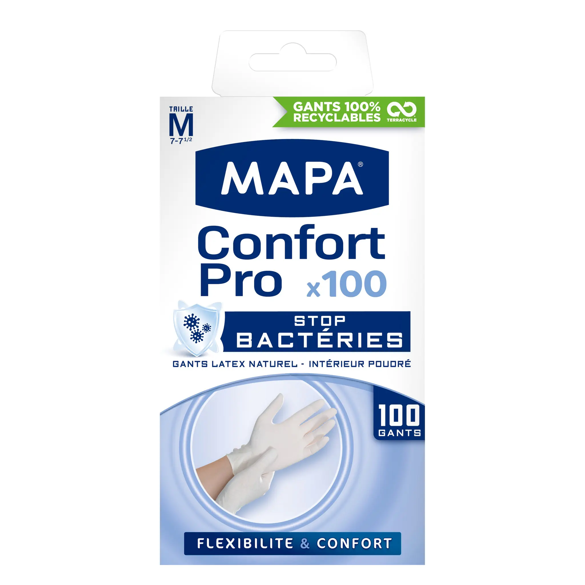 MAPA Gants fins en latex avec poudre d'argile taille M