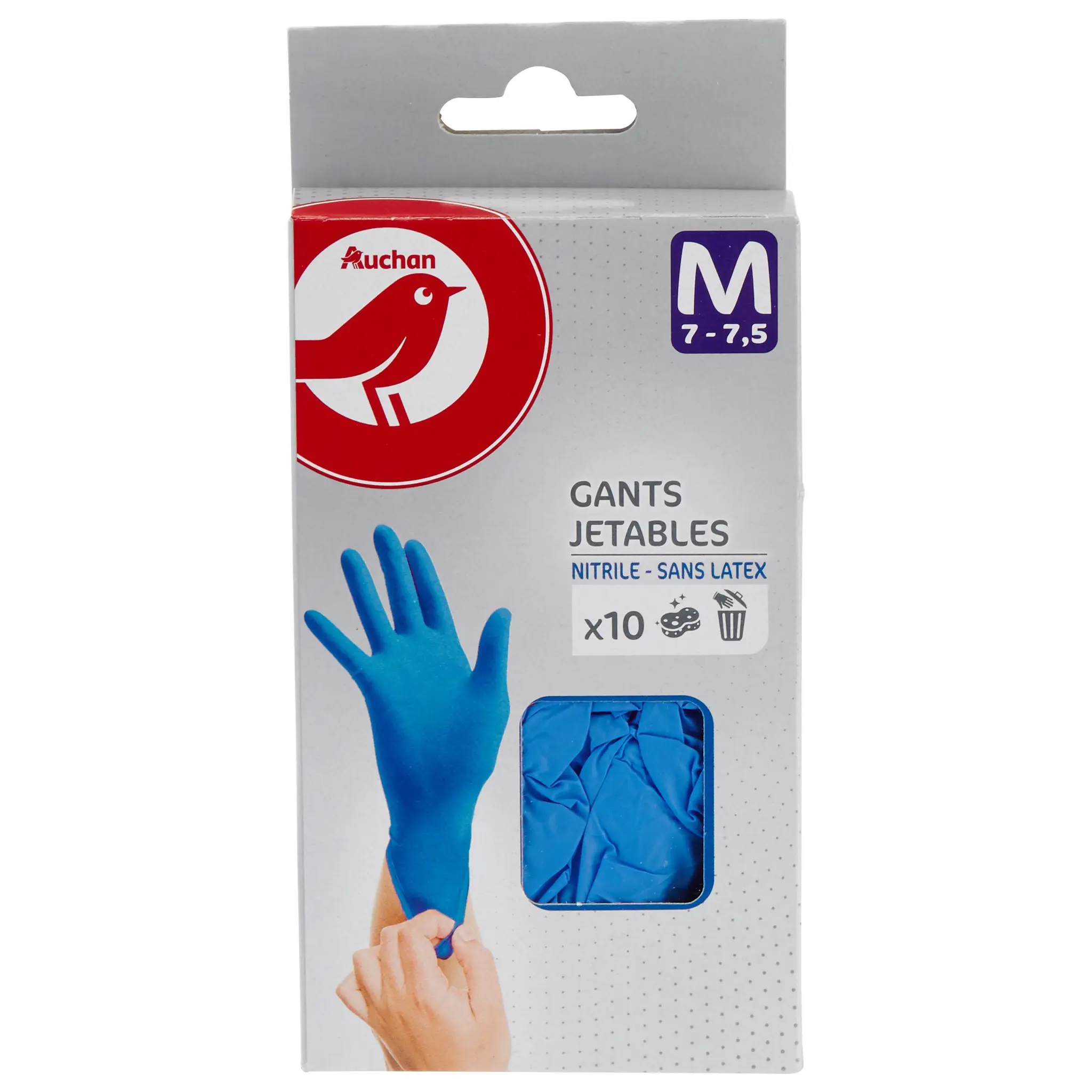 AUCHAN Gants fins nitrile taille M