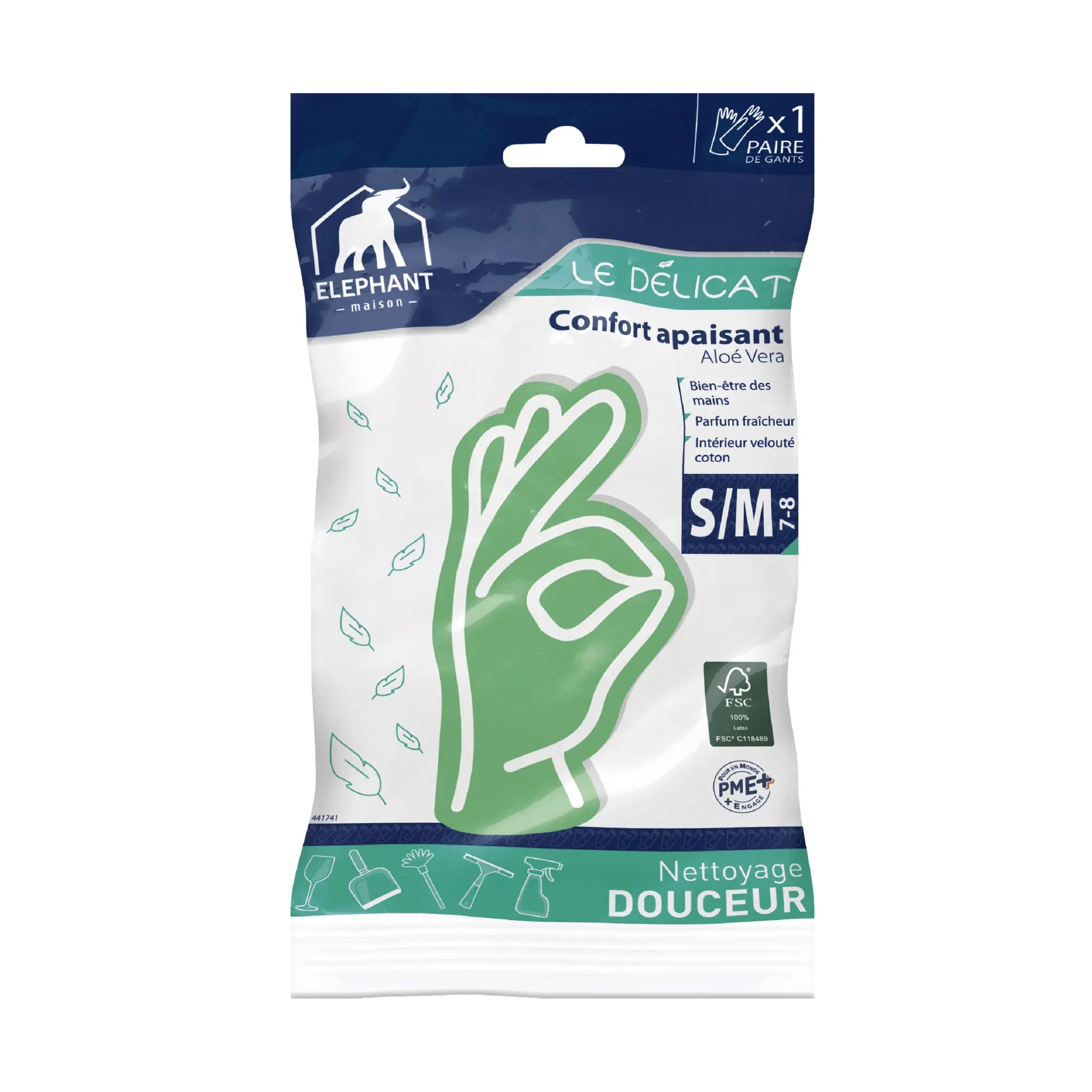 ELEPHANT Le délicat gants nettoyage douceur confort apaisant taille S/M