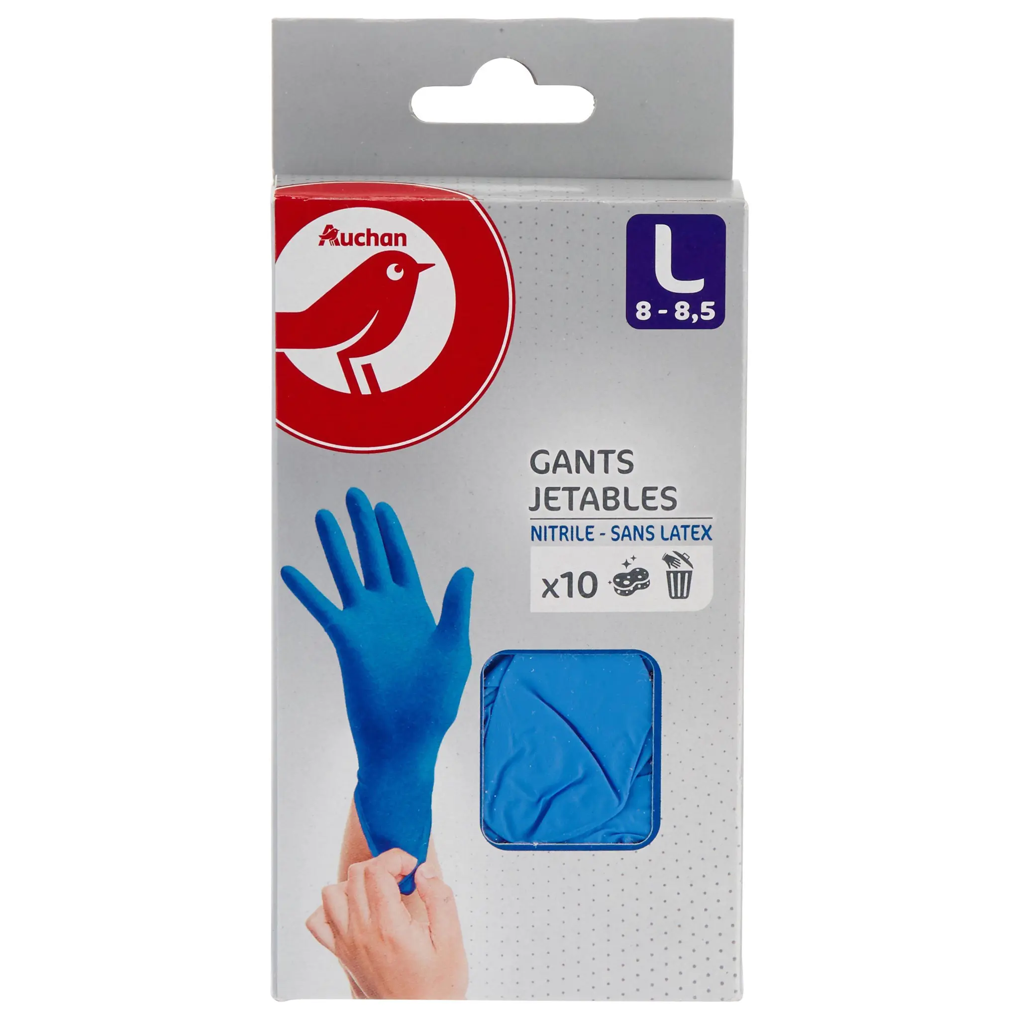 AUCHAN Gants fins nitrile taille L
