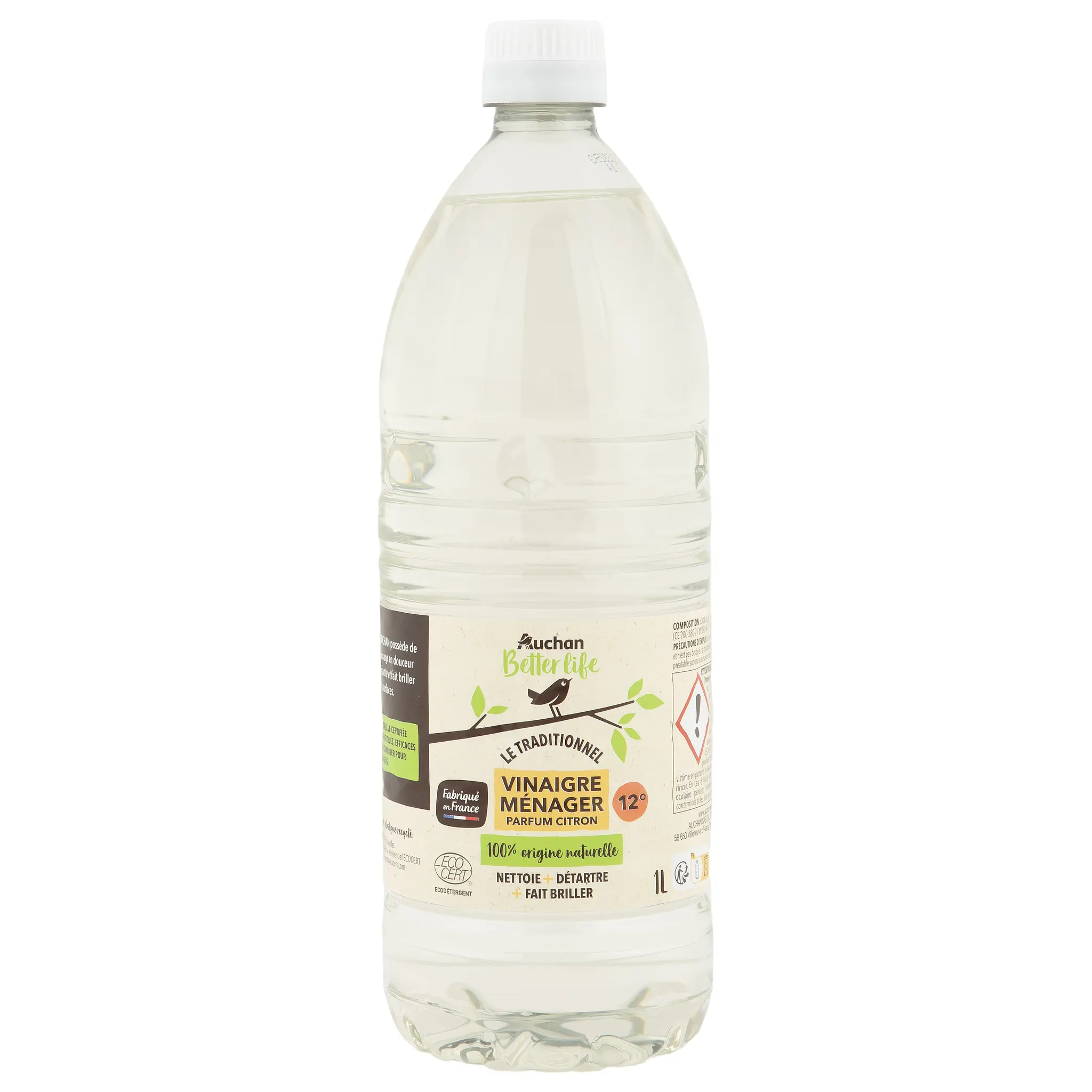 AUCHAN BETTER LIFE Vinaigre ménager Ecocert citron