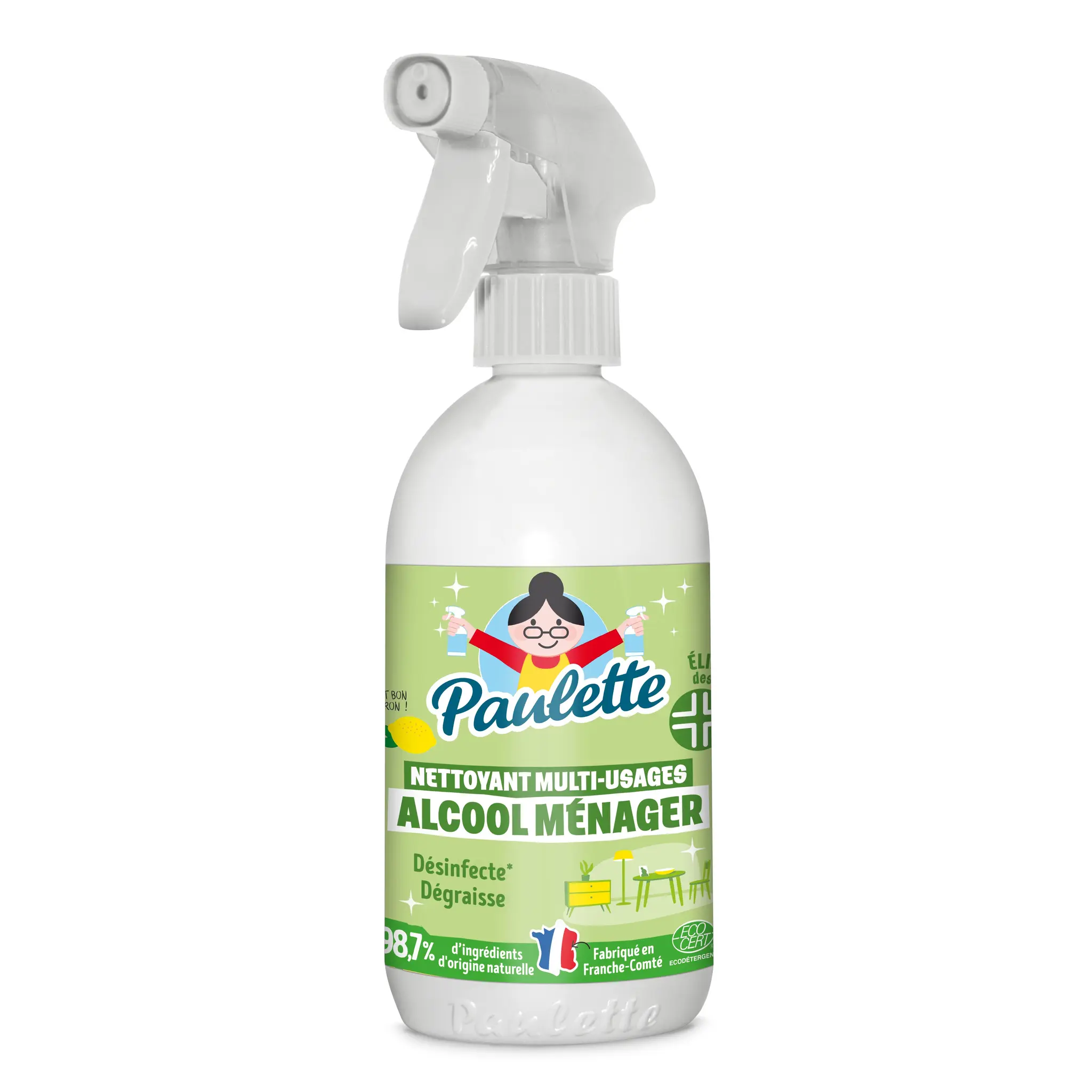 PAULETTE Spray alcool ménager multi-usages citron