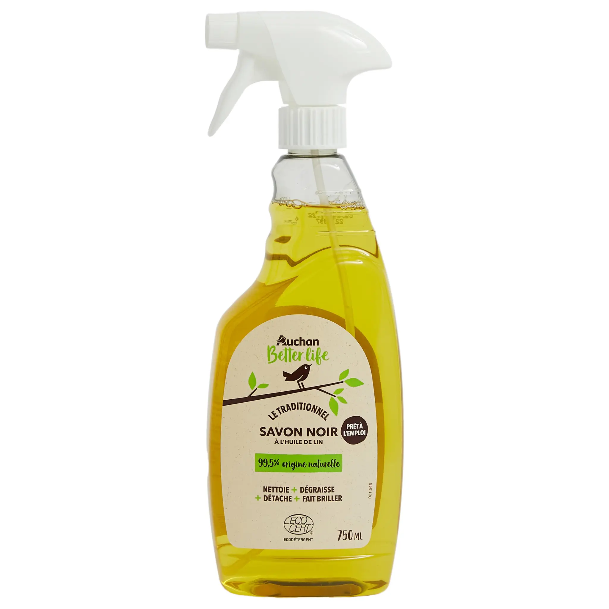 AUCHAN BETTER LIFE Spray savon noir huile de lin