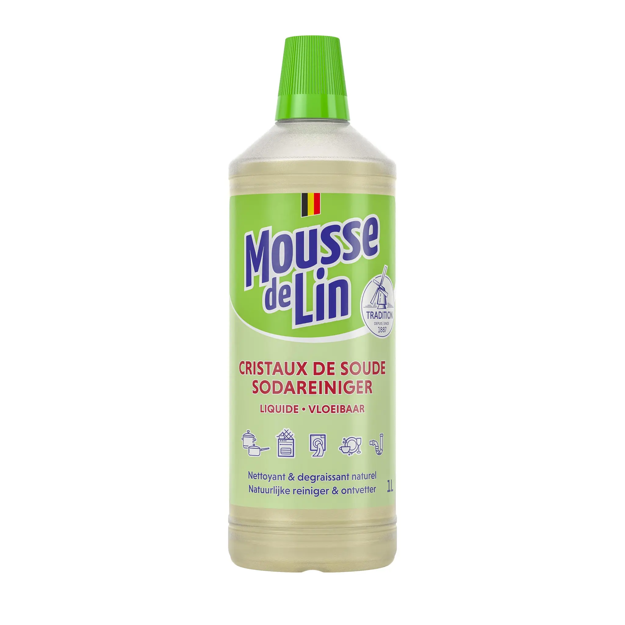 MOUSSE DE LIN Liquide cristaux de soude nettoyant dégraissant multi-usages