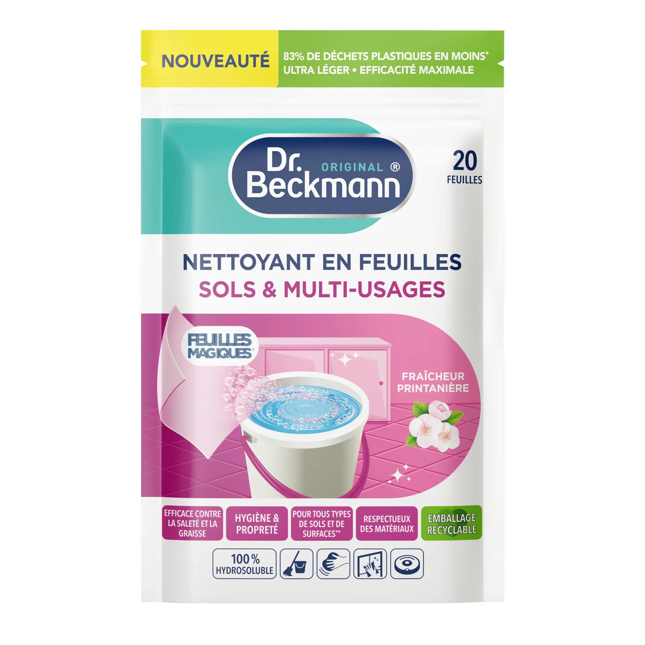 DR BECKMANN Nettoyant en feuilles sols et multi-usages fraîcheur printemps